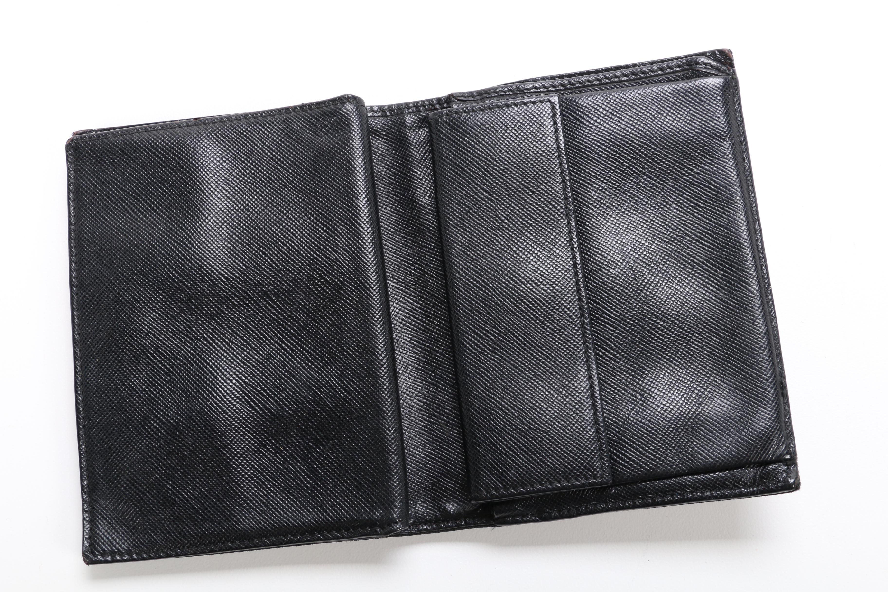 Prada Black Nylon and Saffiano Leather Bifold Wallet