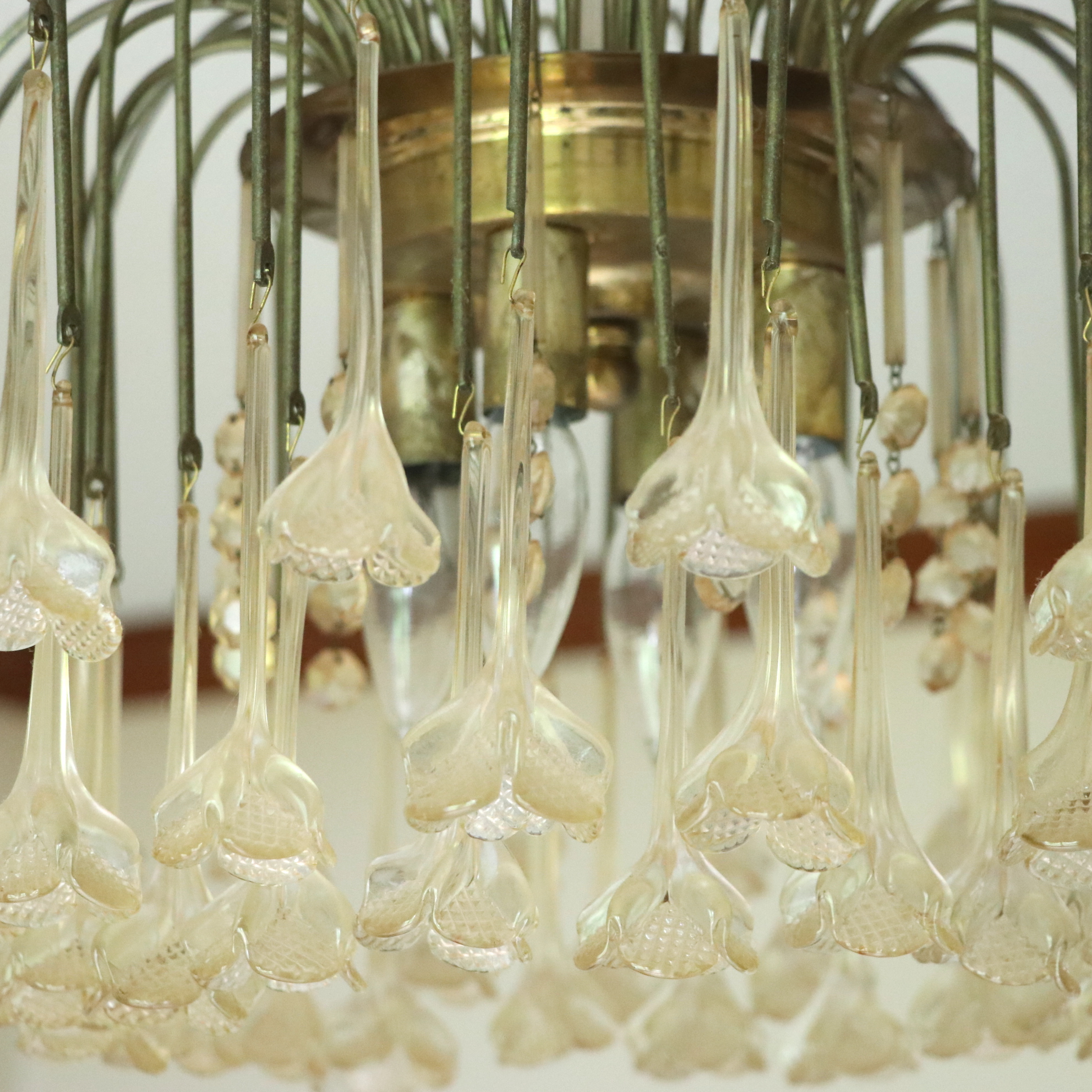 Murano Floral Pendant Waterfall Chandelier, Mid to Late 20th Century