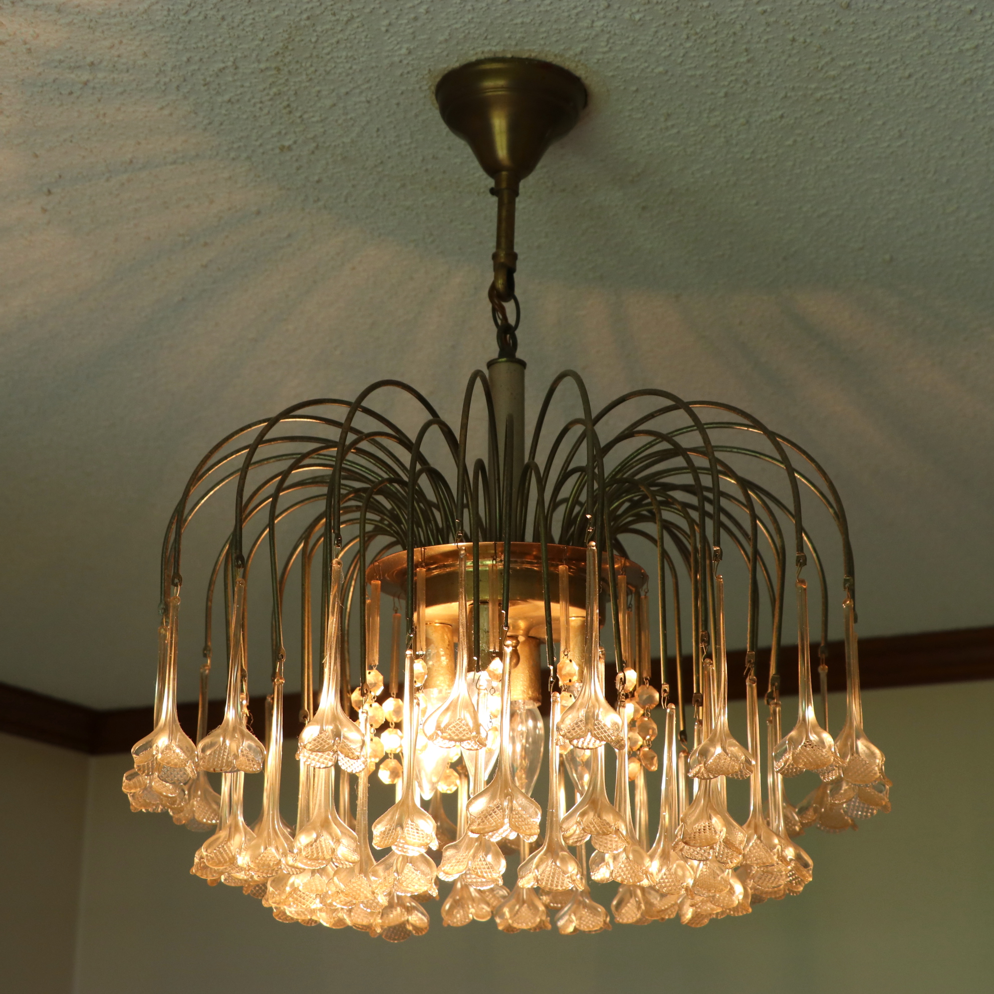 Murano Floral Pendant Waterfall Chandelier, Mid to Late 20th Century