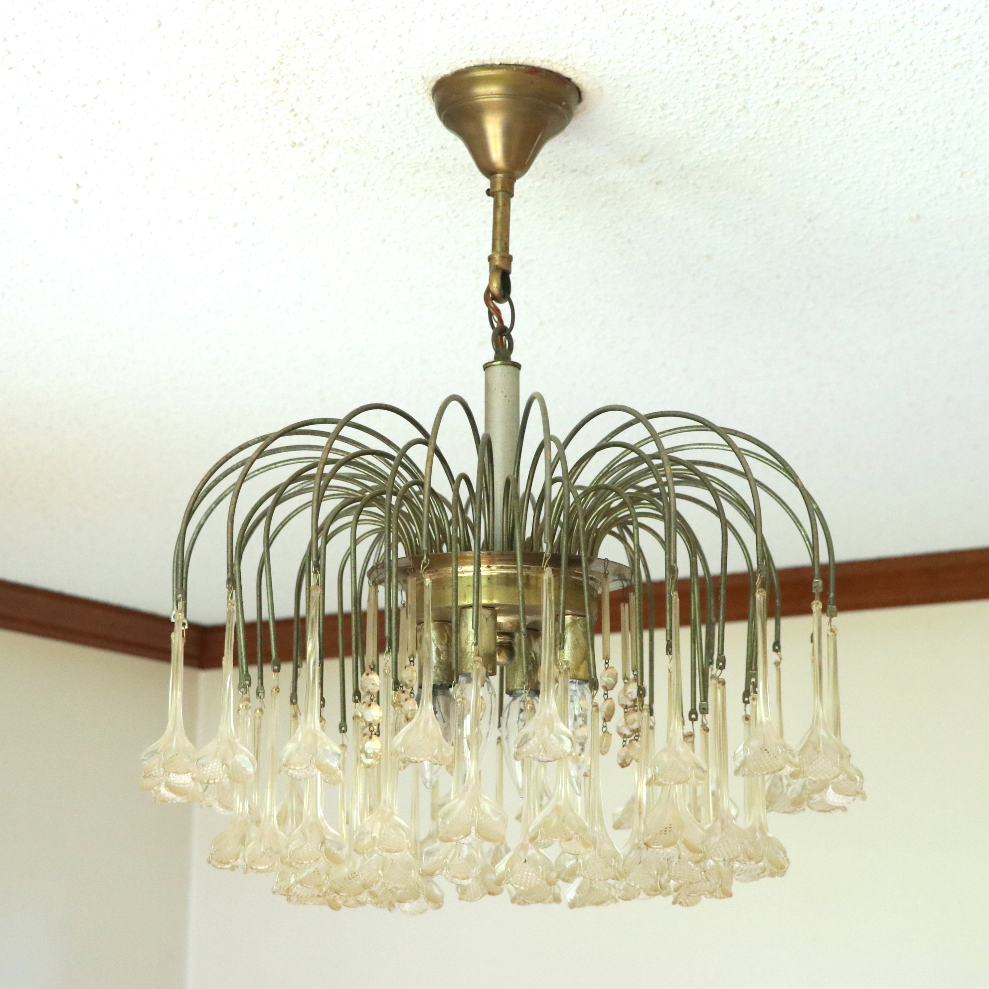 Murano Floral Pendant Waterfall Chandelier, Mid to Late 20th Century