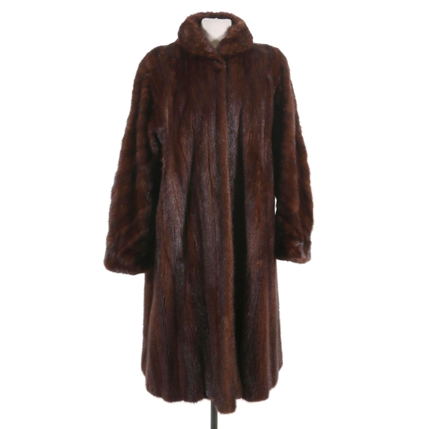 Mahogany Mink Fur Coat from Jacques Ferber, Mid-20th Century