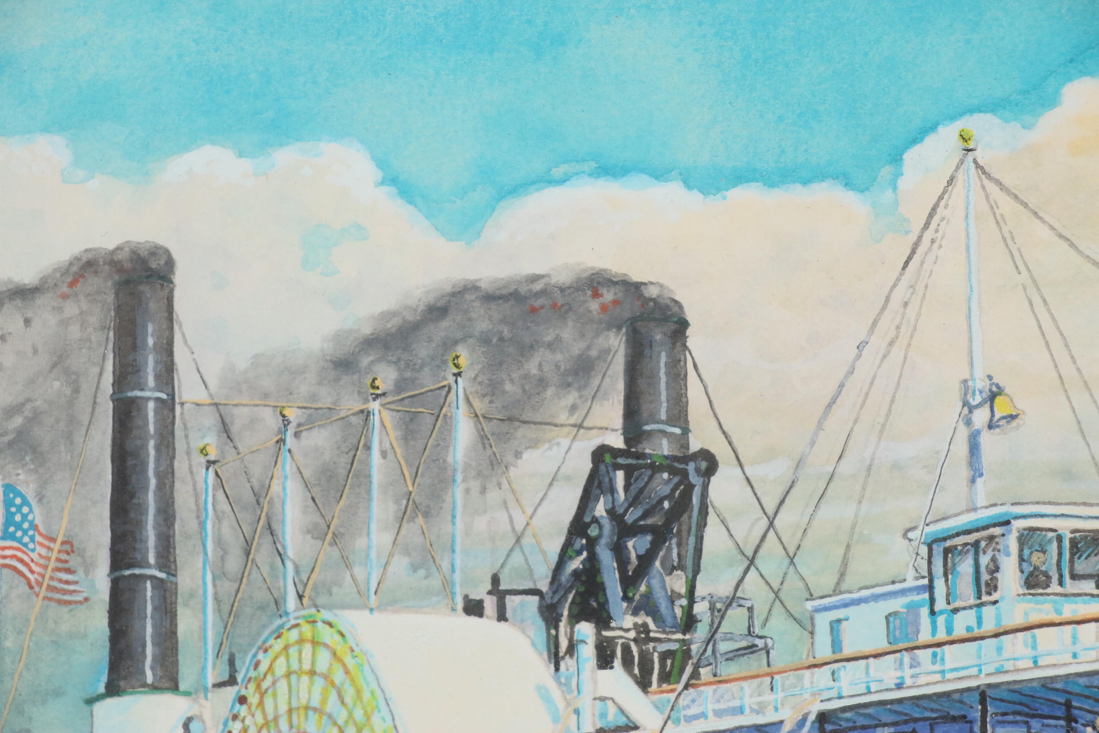 Watercolor Painting of Steamboat "Mary Powell"
