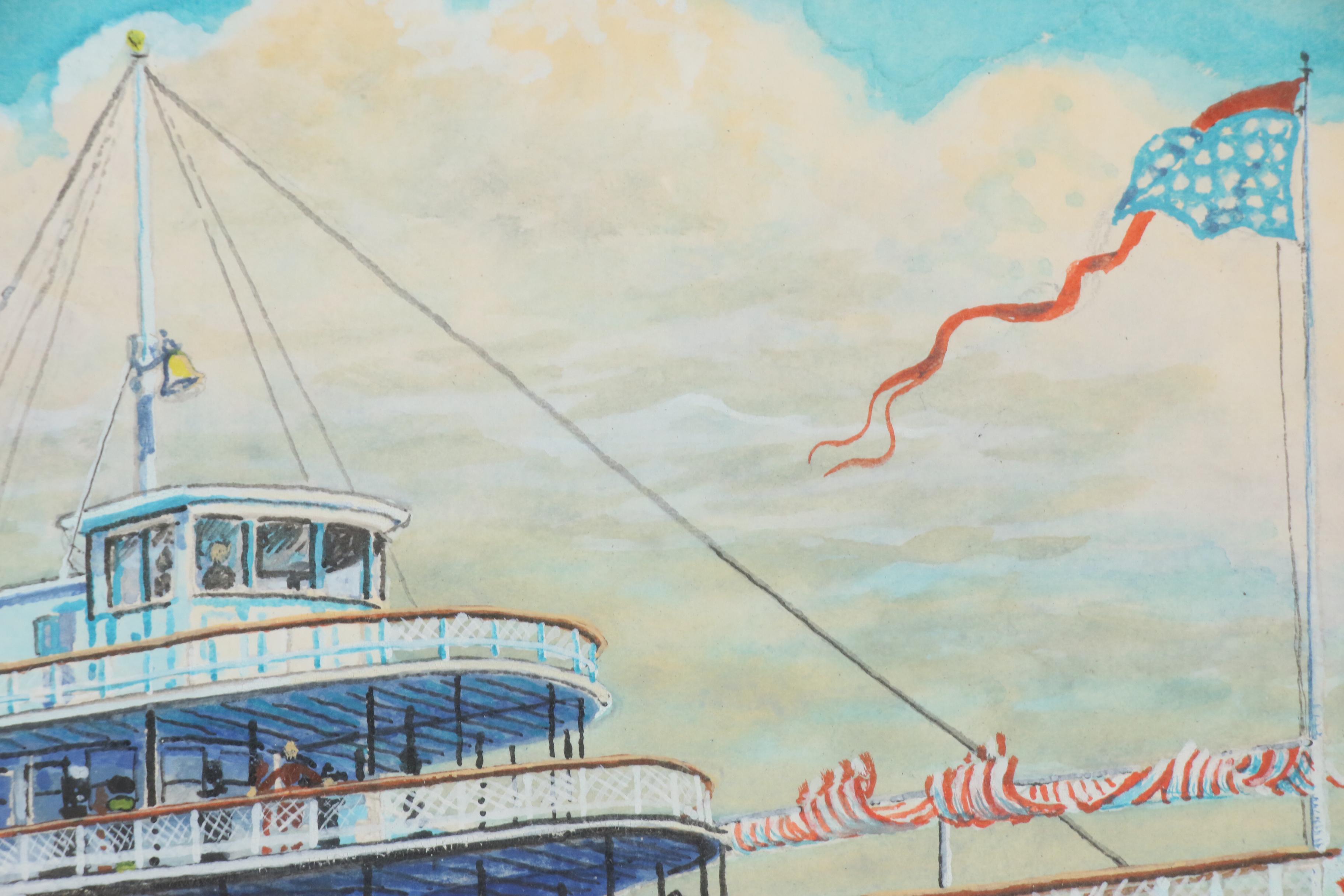 Watercolor Painting of Steamboat "Mary Powell"