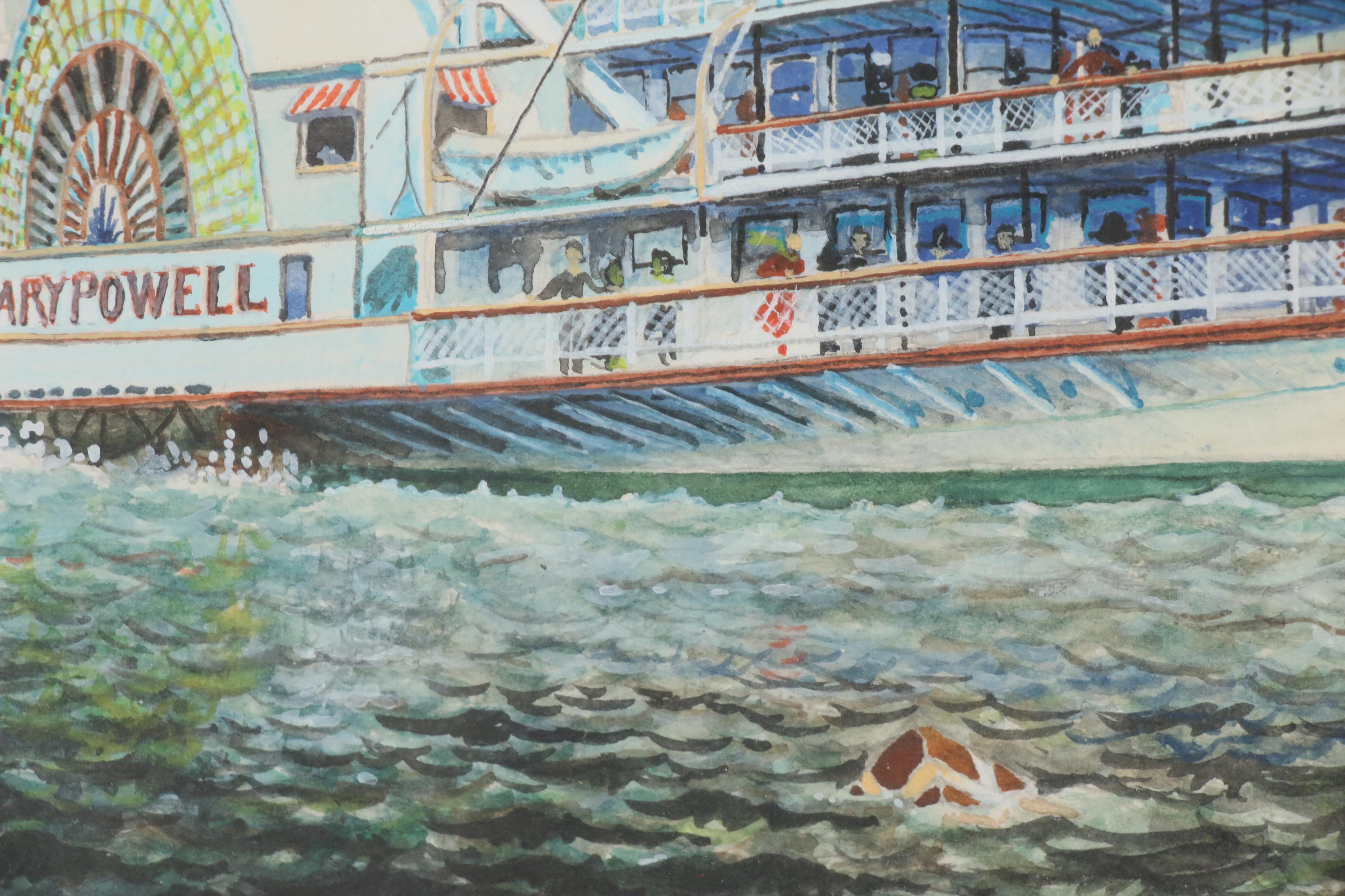 Watercolor Painting of Steamboat "Mary Powell"