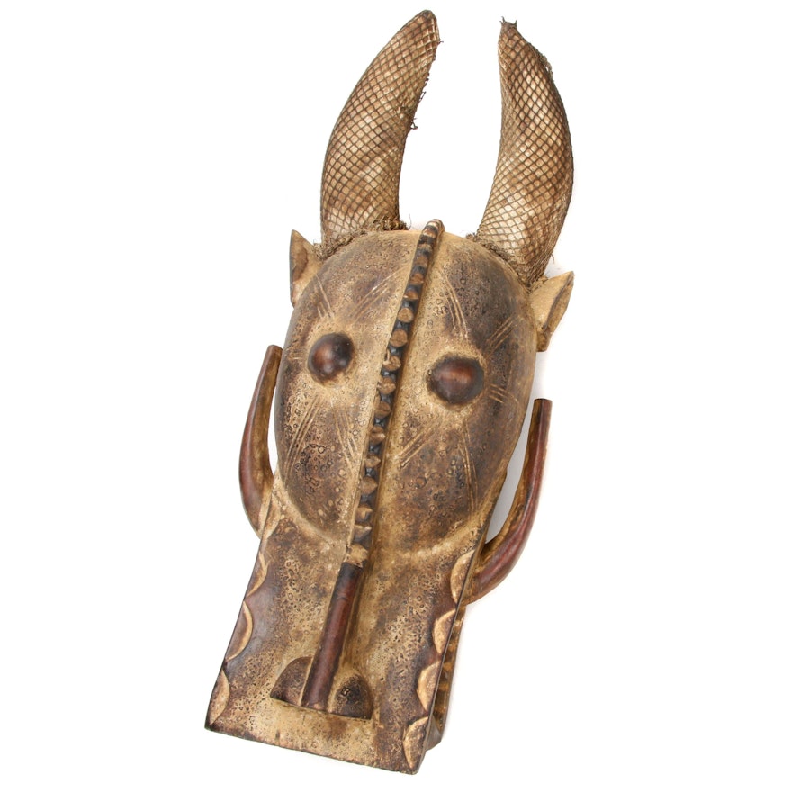 Senufo Style Buffalo Motif Helmet Mask, West Africa