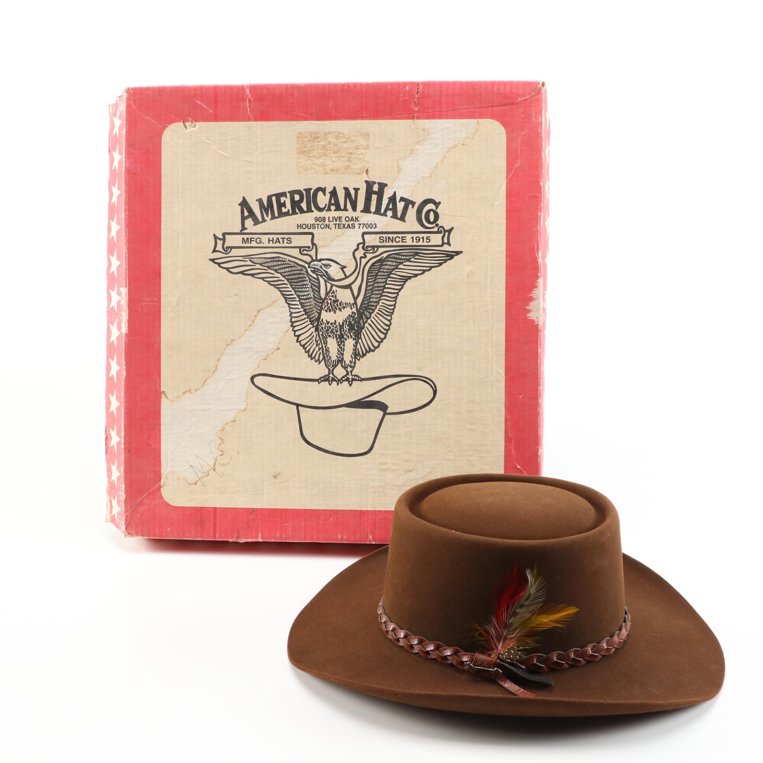 Stetson 4X Beaver Felt Cowboy Hat with Braided Leather Band and Feathers