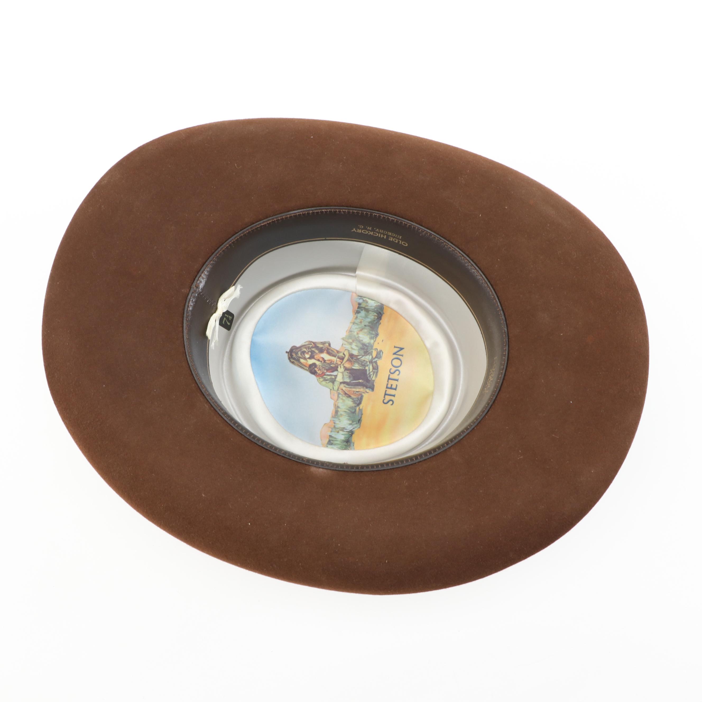 Stetson 4X Beaver Felt Cowboy Hat with Braided Leather Band and Feathers