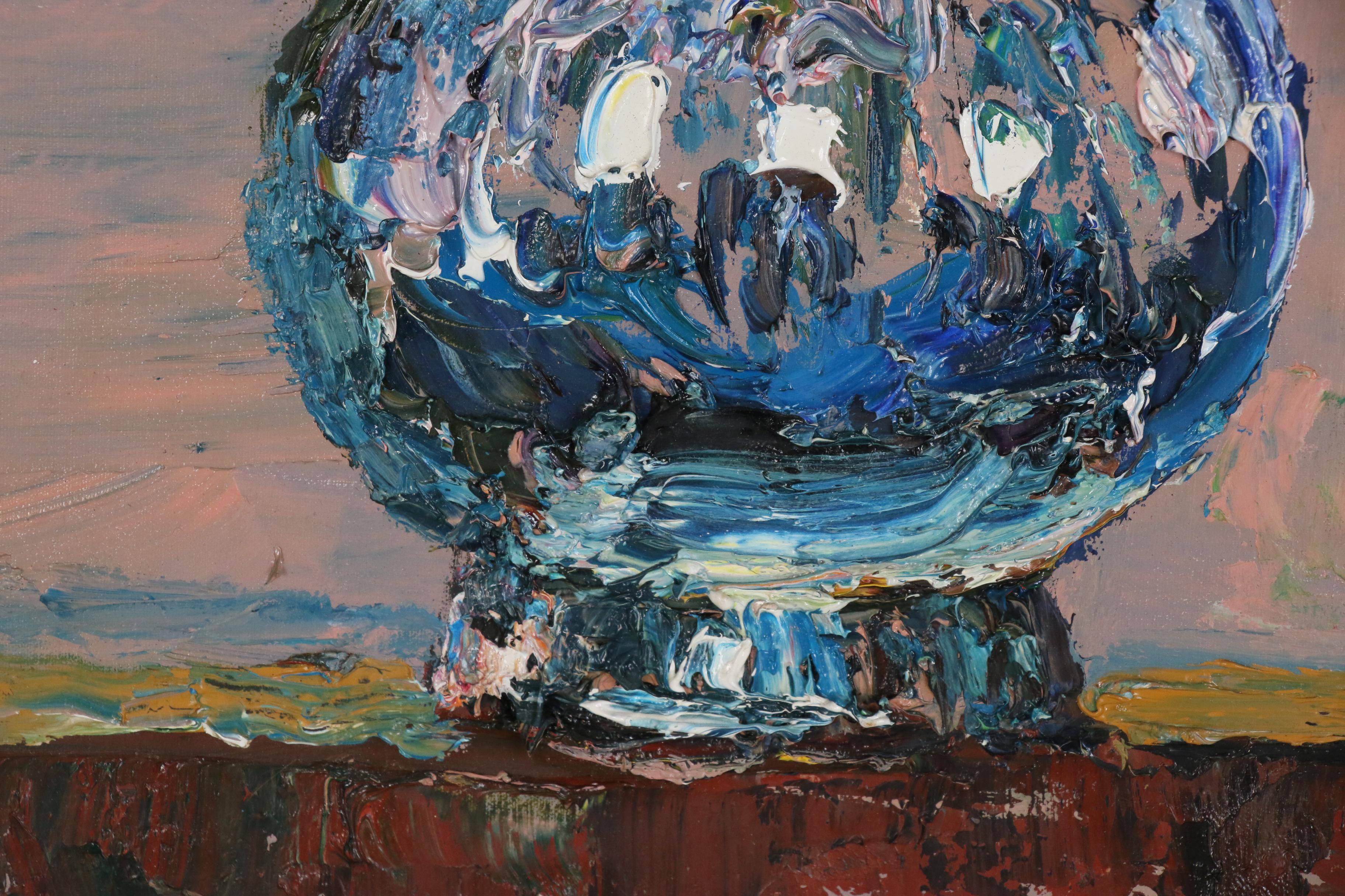 Still Life Impasto Oil Painting of Flowers in Vase