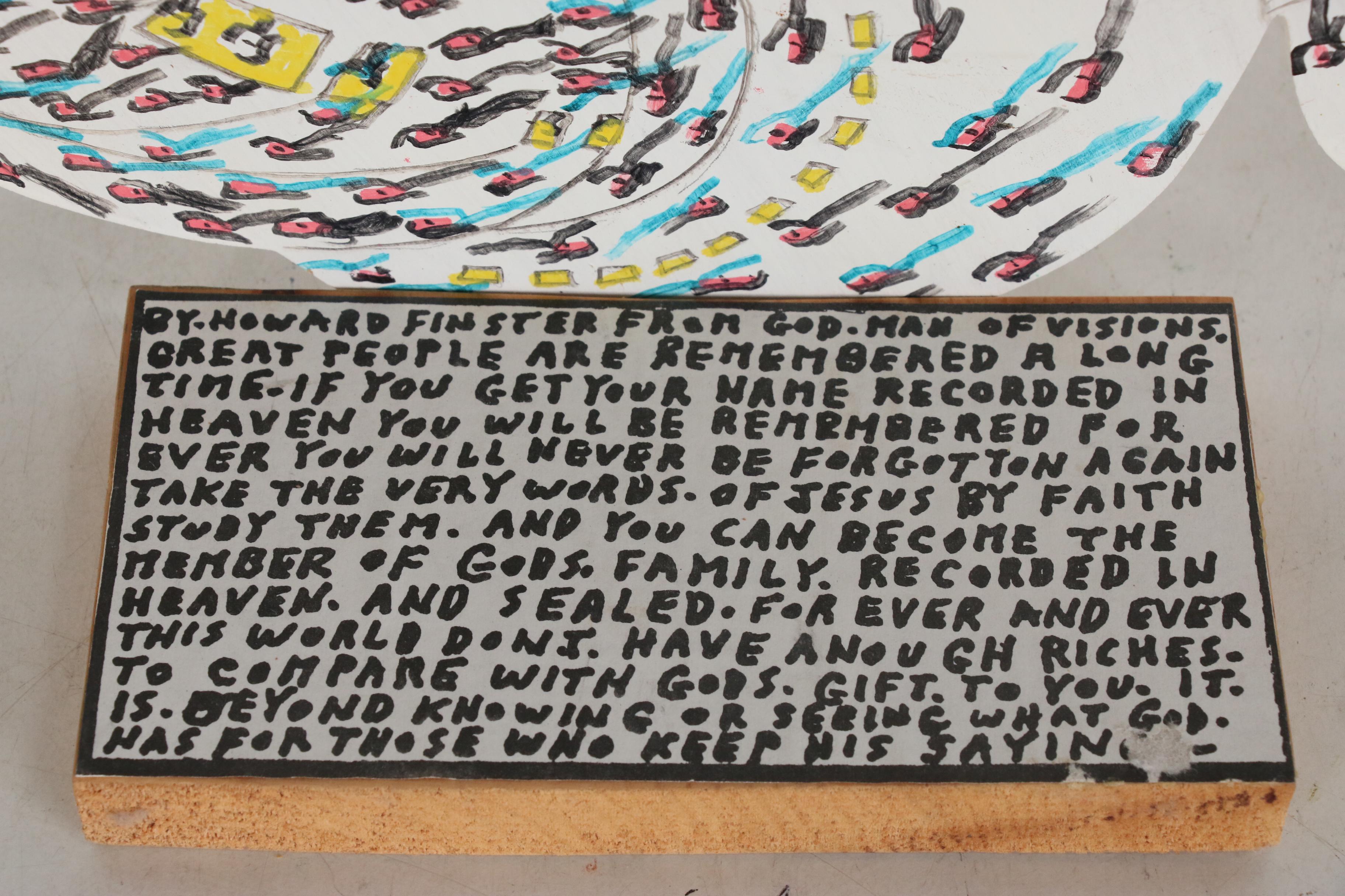 Howard Finster Folk Art Wooden Sculpture "From God-Man of Visions", 1999