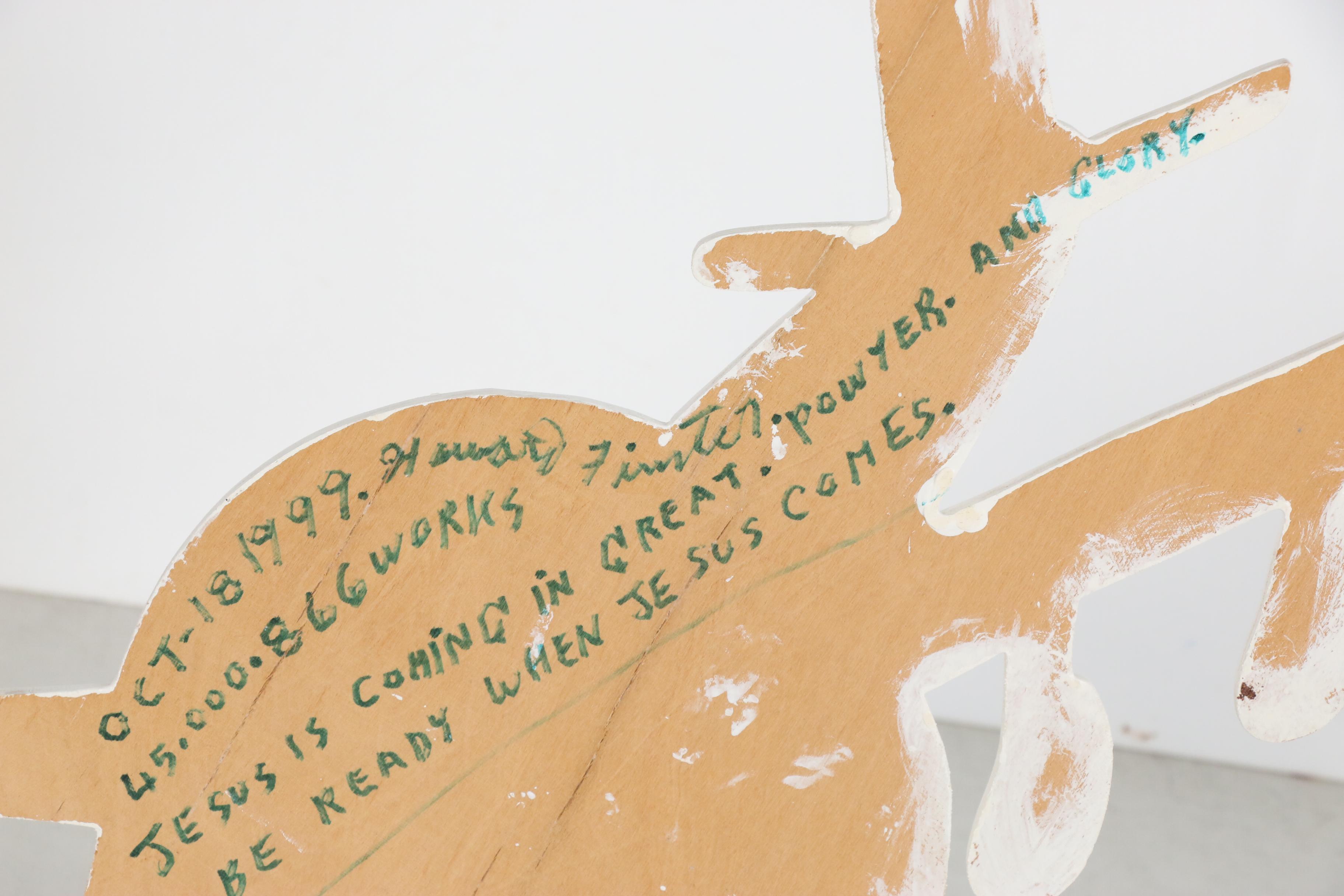 Howard Finster Folk Art Wooden Sculpture "From God-Man of Visions", 1999