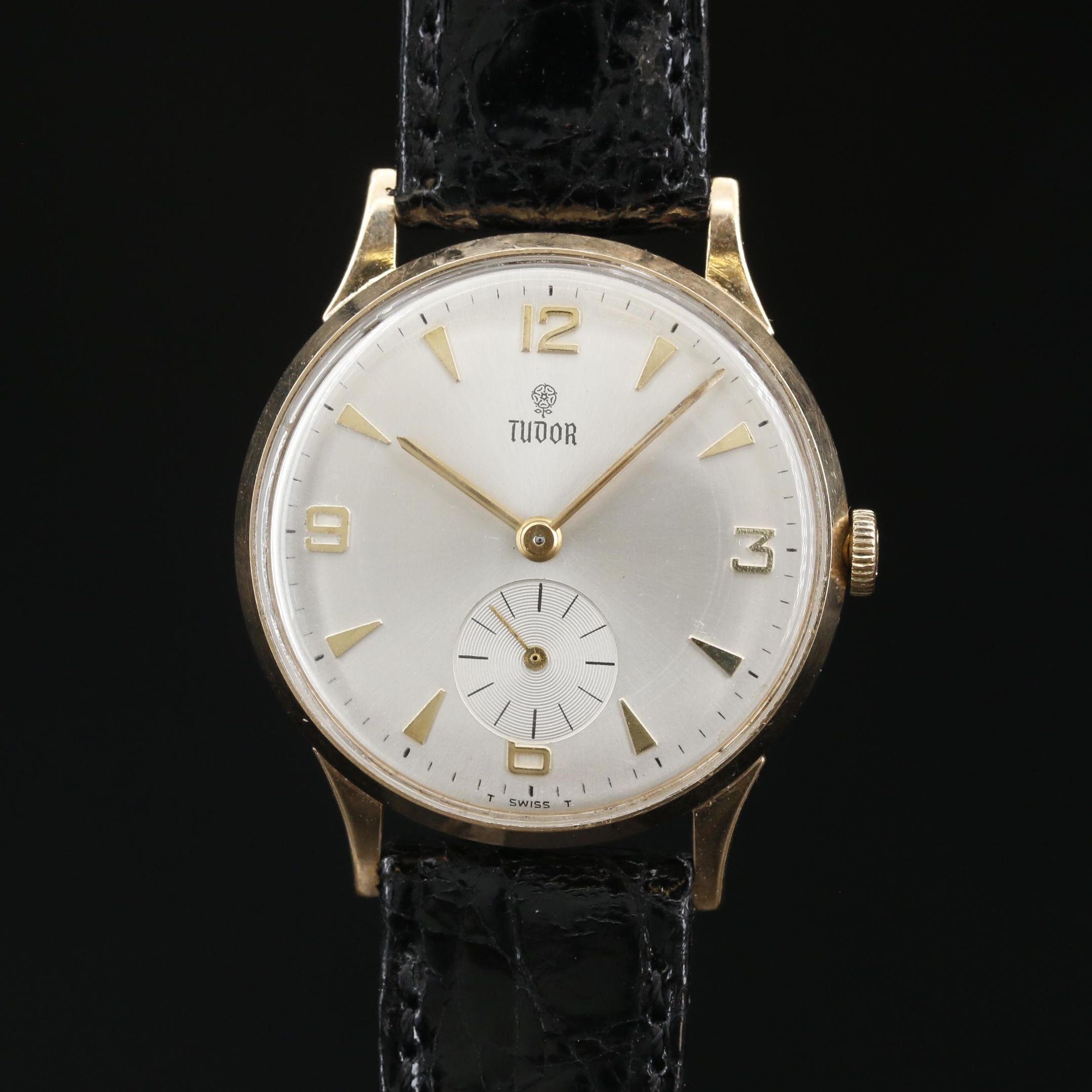 1968 Tudor 9K Gold Stem Wind Watch