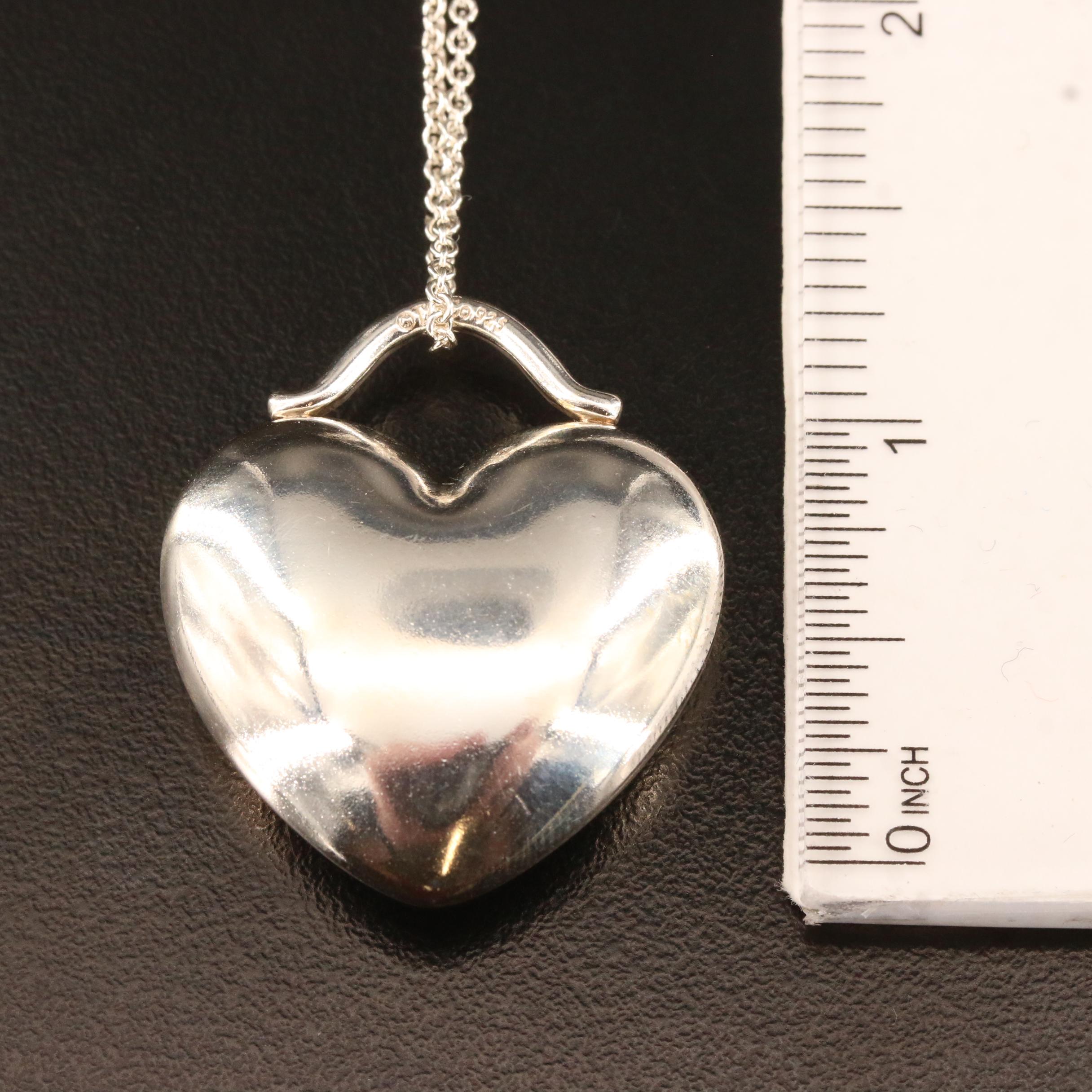Tiffany & Co. Sterling Silver Puffy Heart Pendant Necklace