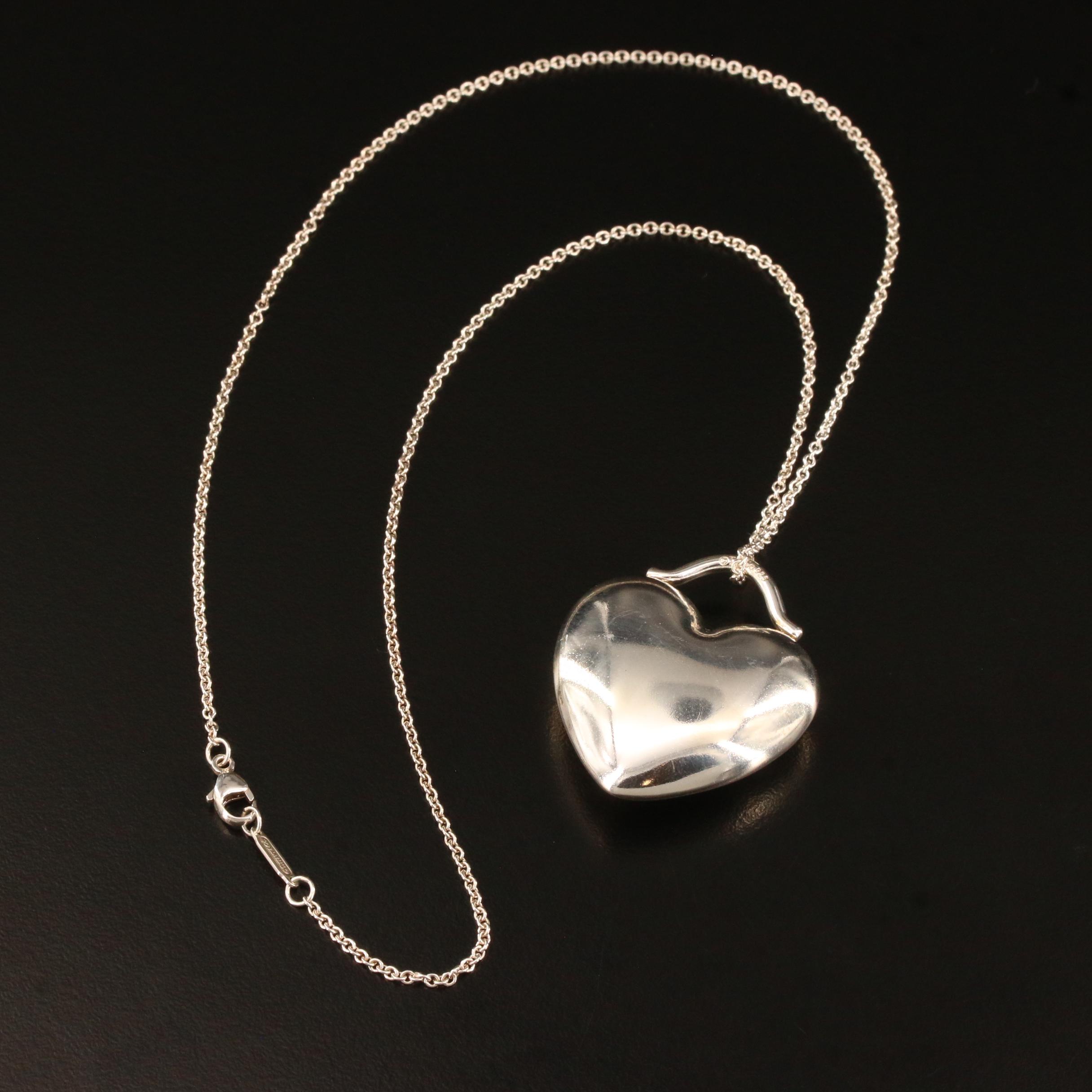 Tiffany & Co. Sterling Silver Puffy Heart Pendant Necklace