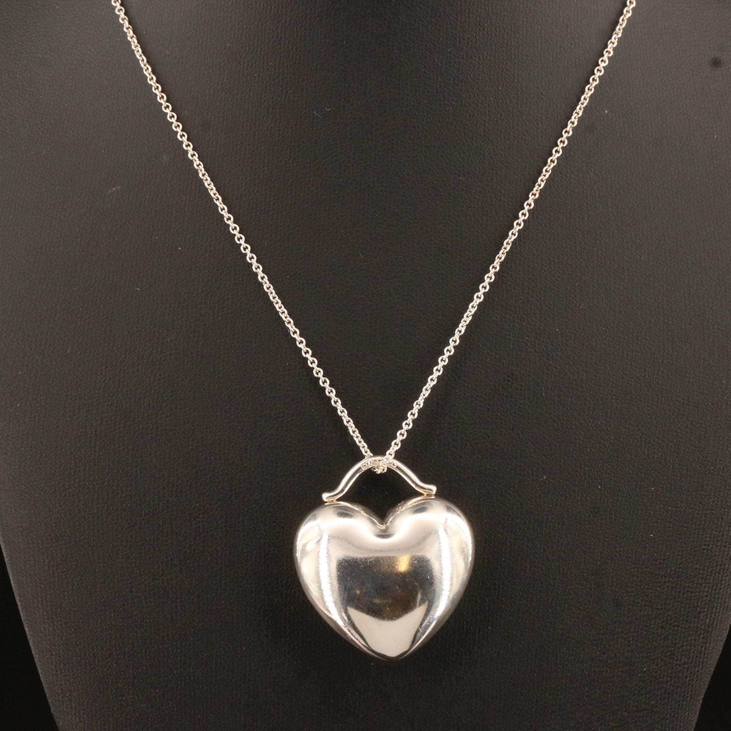 Tiffany & Co. Sterling Silver Puffy Heart Pendant Necklace