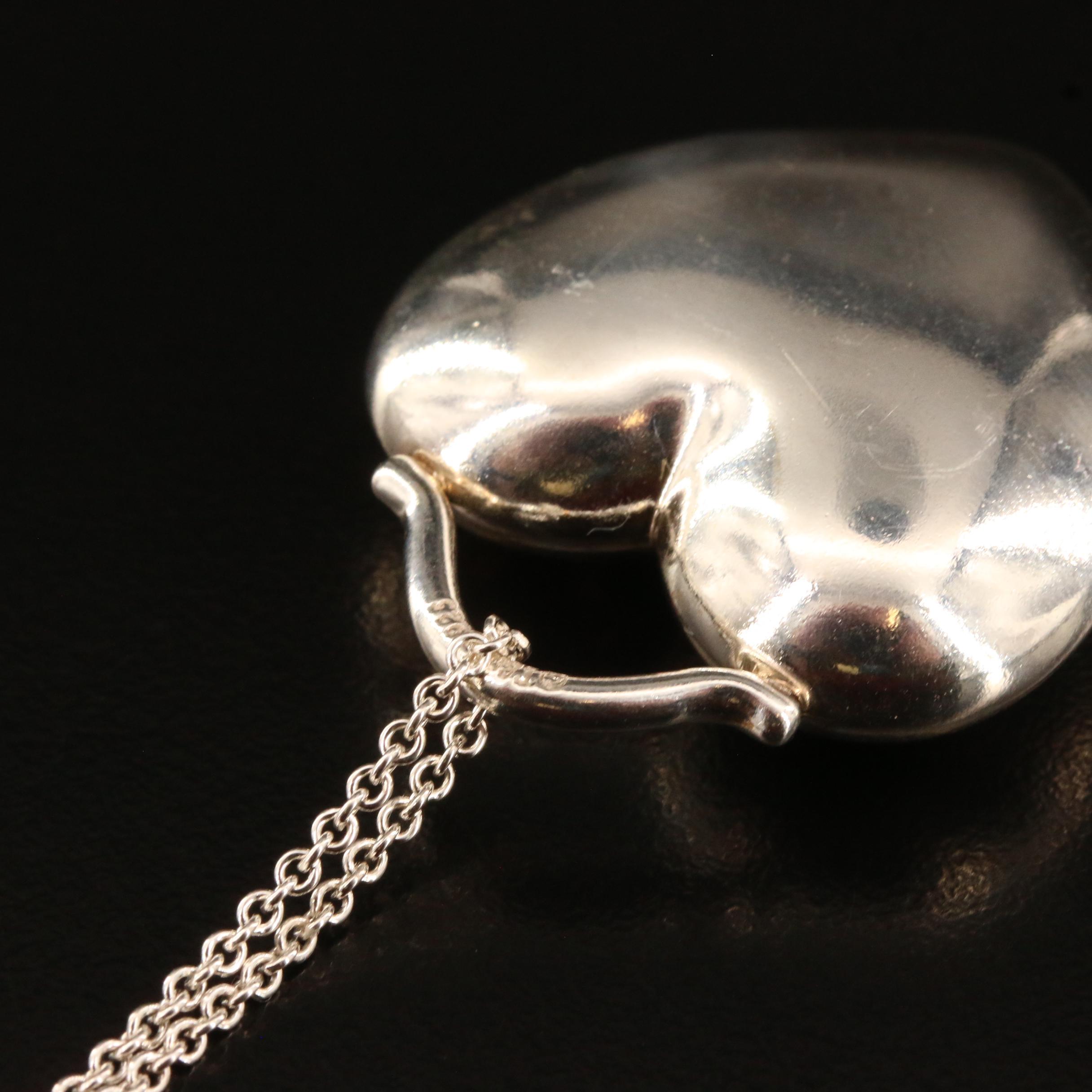 Tiffany & Co. Sterling Silver Puffy Heart Pendant Necklace