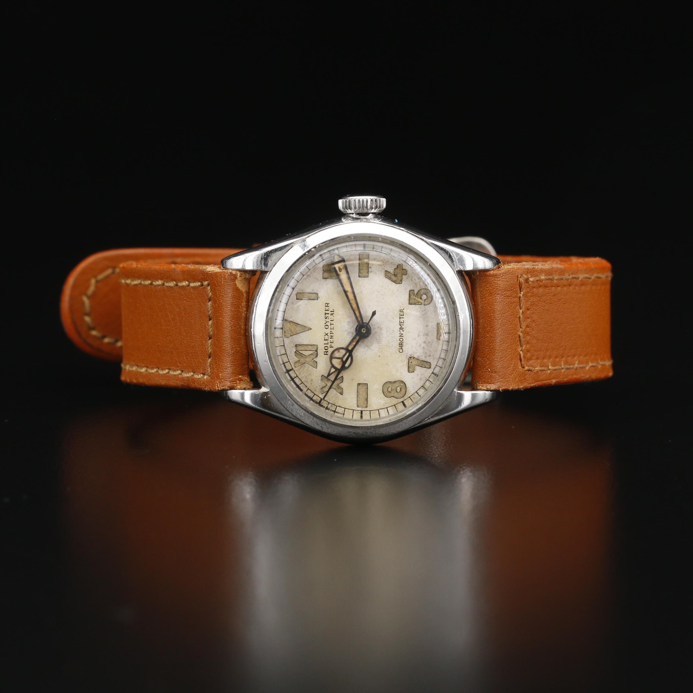 1942 Rolex Oyster Perpetual California Dial Stainless Steel Stem Wind Watch