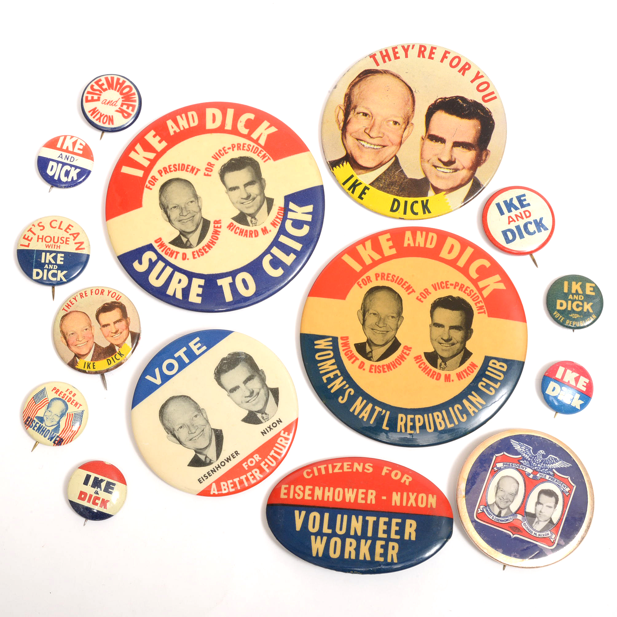 Eisenhower-Nixon Jugate Buttons and Other Campaign Pinbacks