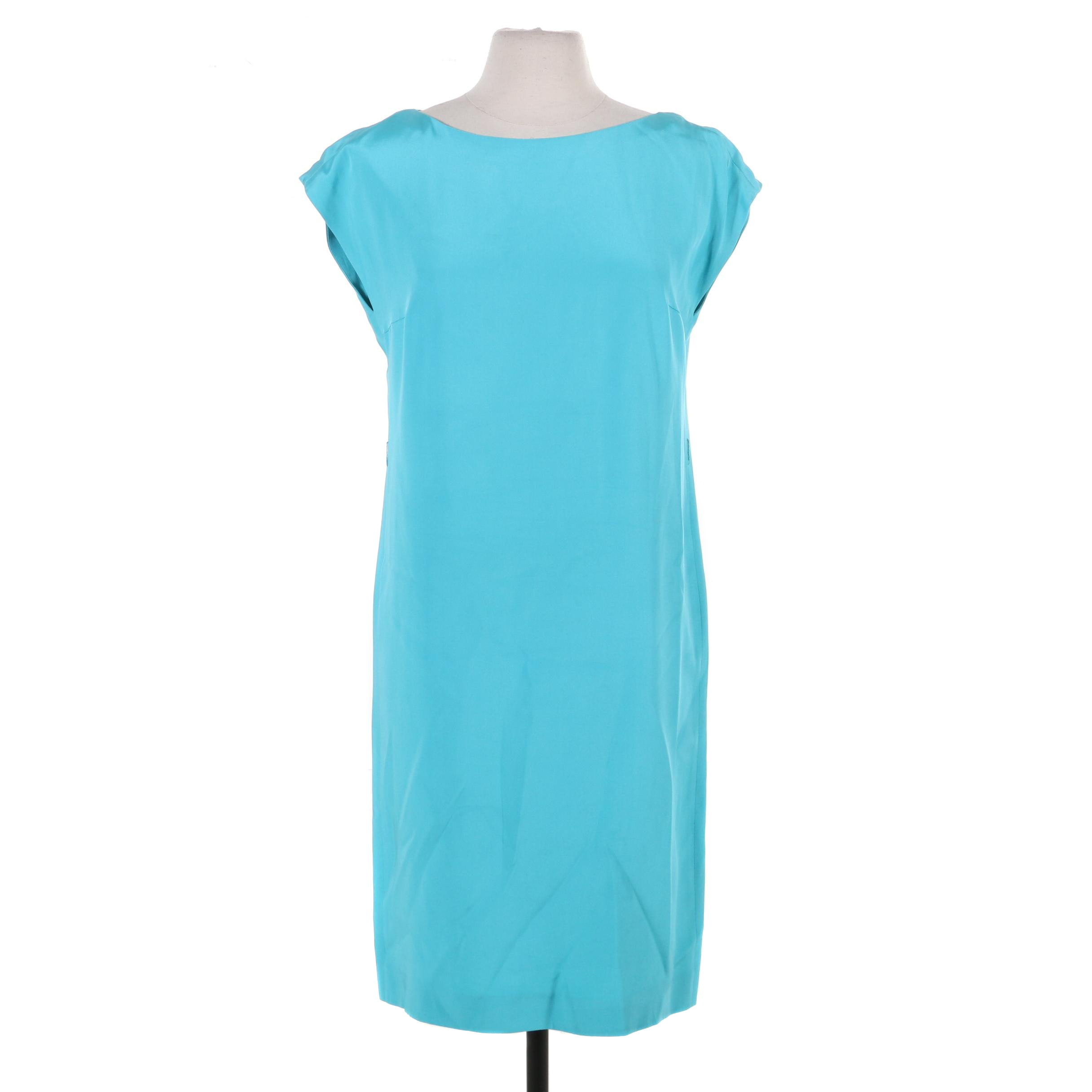 Prada Silk Shift Dress in Turquoise