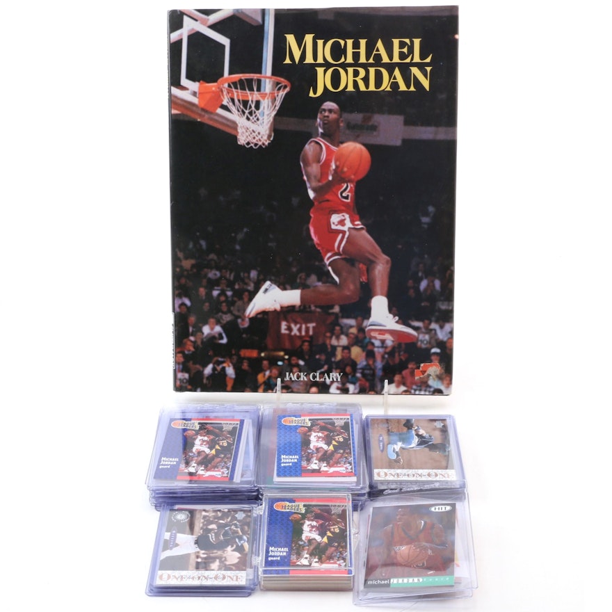 Michael Jordan Basketball and Baseball Cards with 1992 Jack Clary Hardcover Book