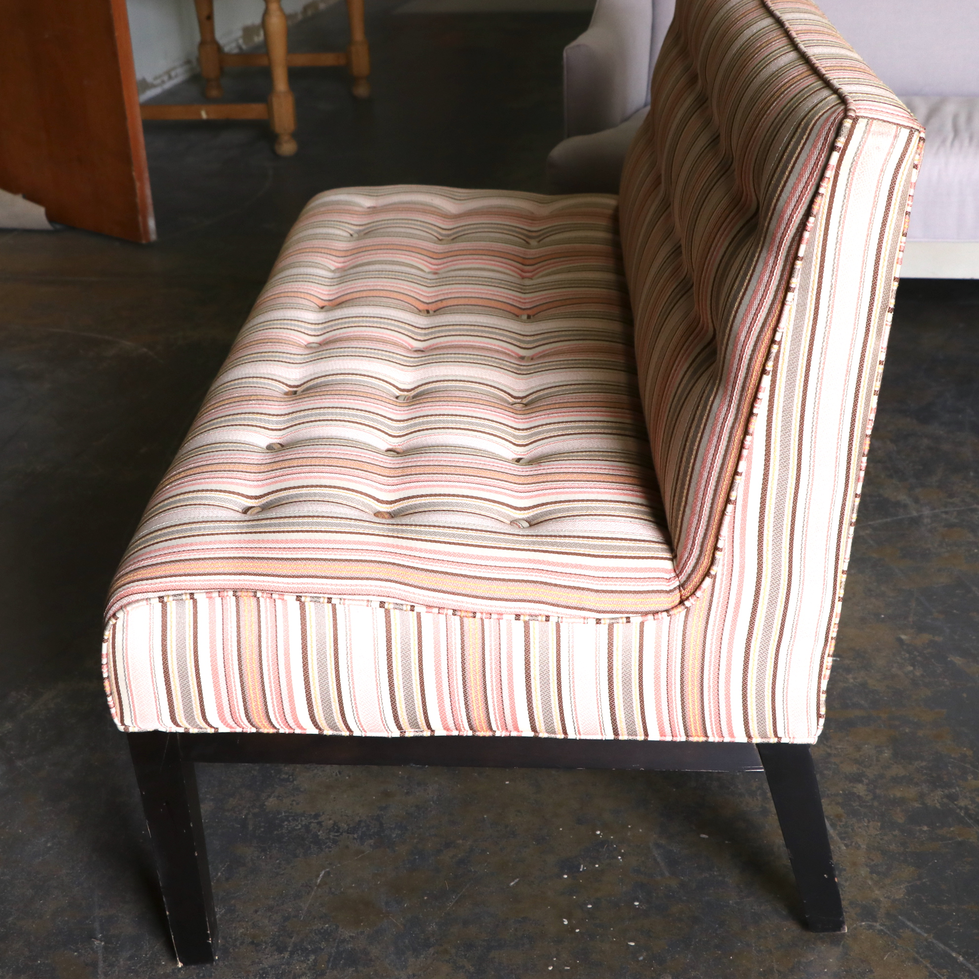 Contemporary Striped Tufted Upholstered Loveseat