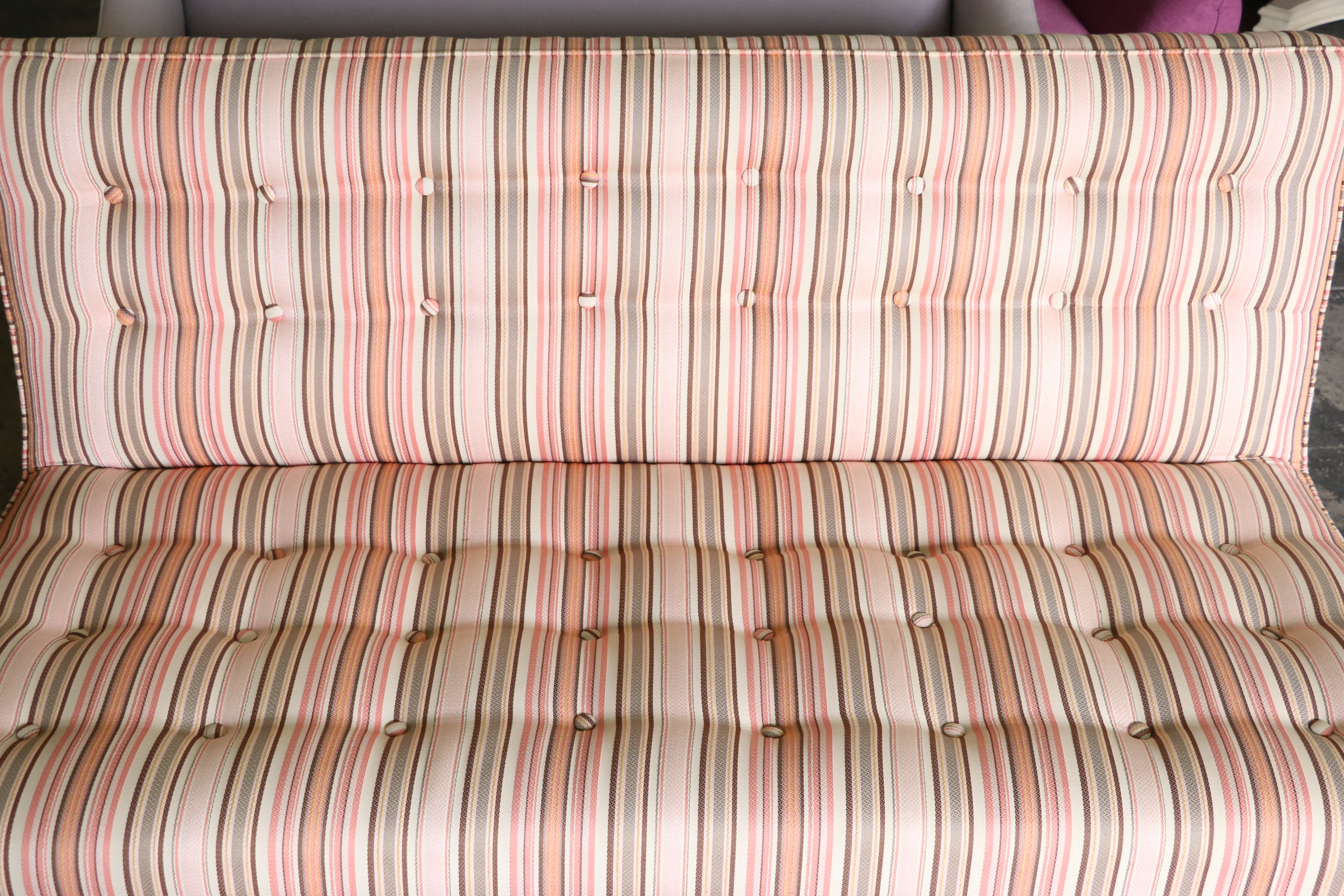 Contemporary Striped Tufted Upholstered Loveseat