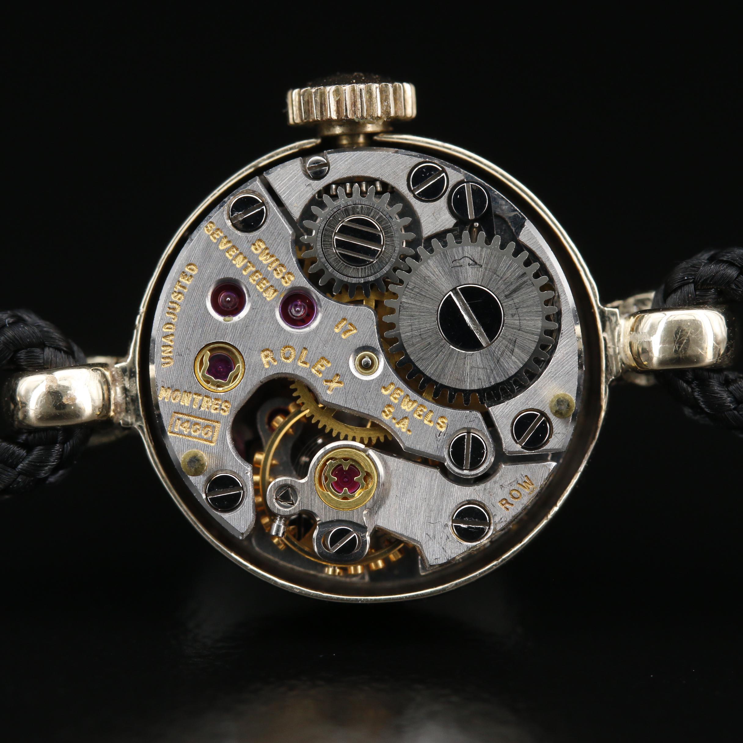 Vintage Rolex Diamond and 14K Gold Stem Wind Watch