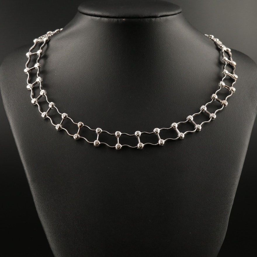 18K Diamond Ladder Link Collar Necklace