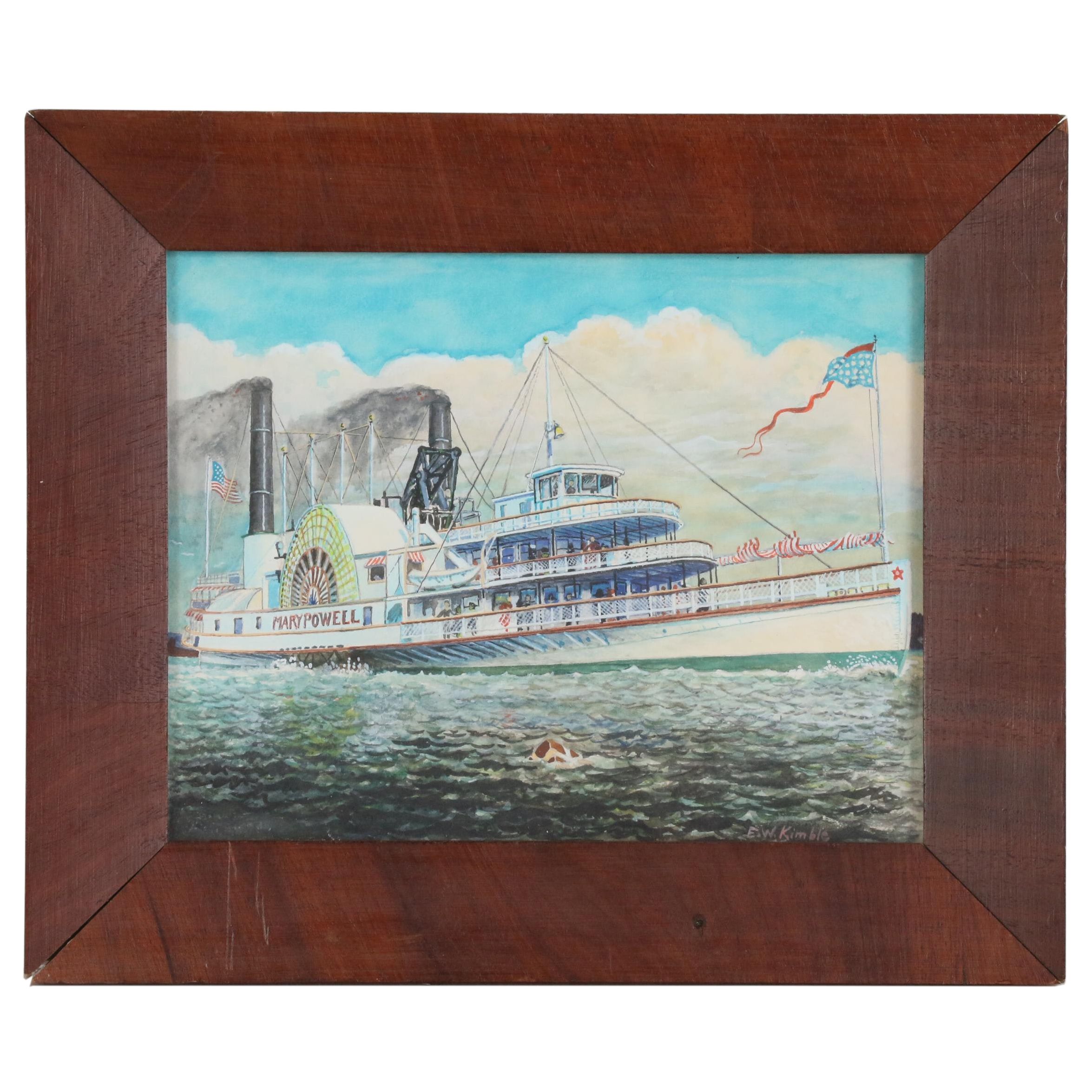 Watercolor Painting of Steamboat "Mary Powell"