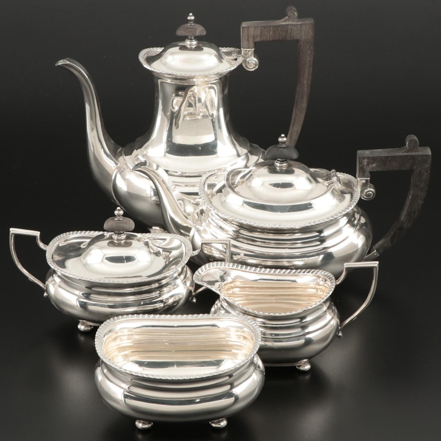 Gorham Queen Anne Style Sterling Silver Coffee and Tea Service, 1950s