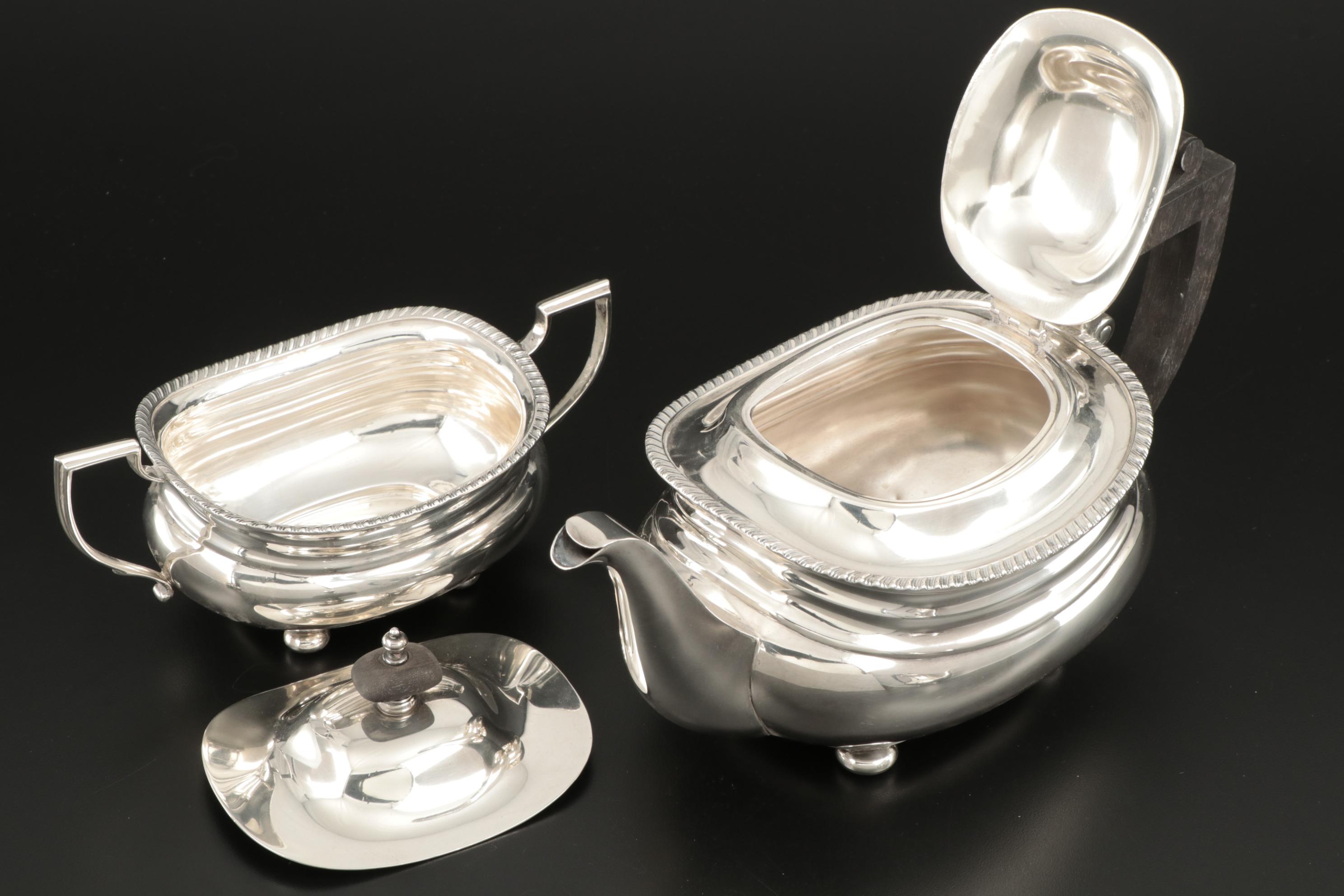Gorham Queen Anne Style Sterling Silver Coffee and Tea Service, 1950s