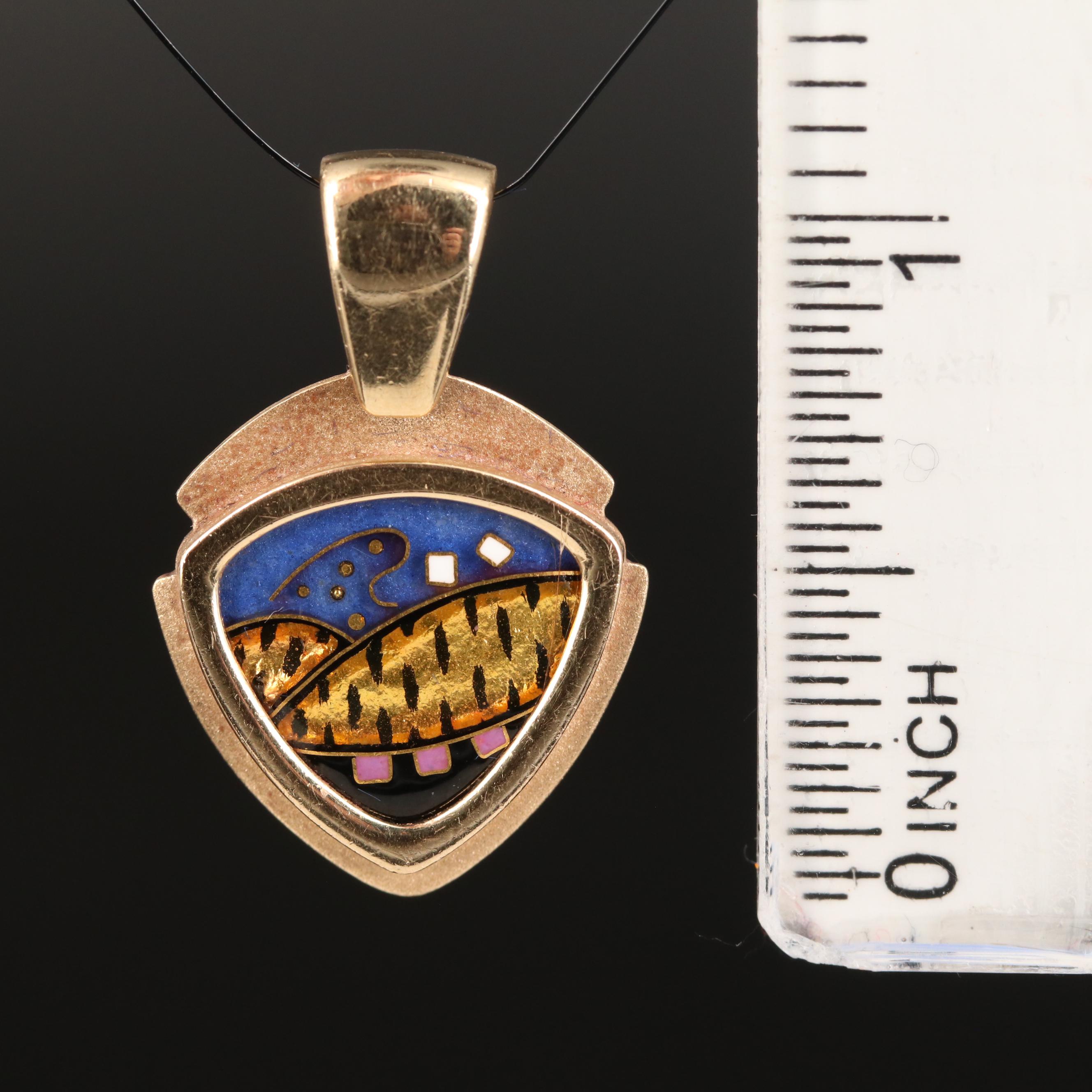 Frances Kite 14K Cloisonné Pendant