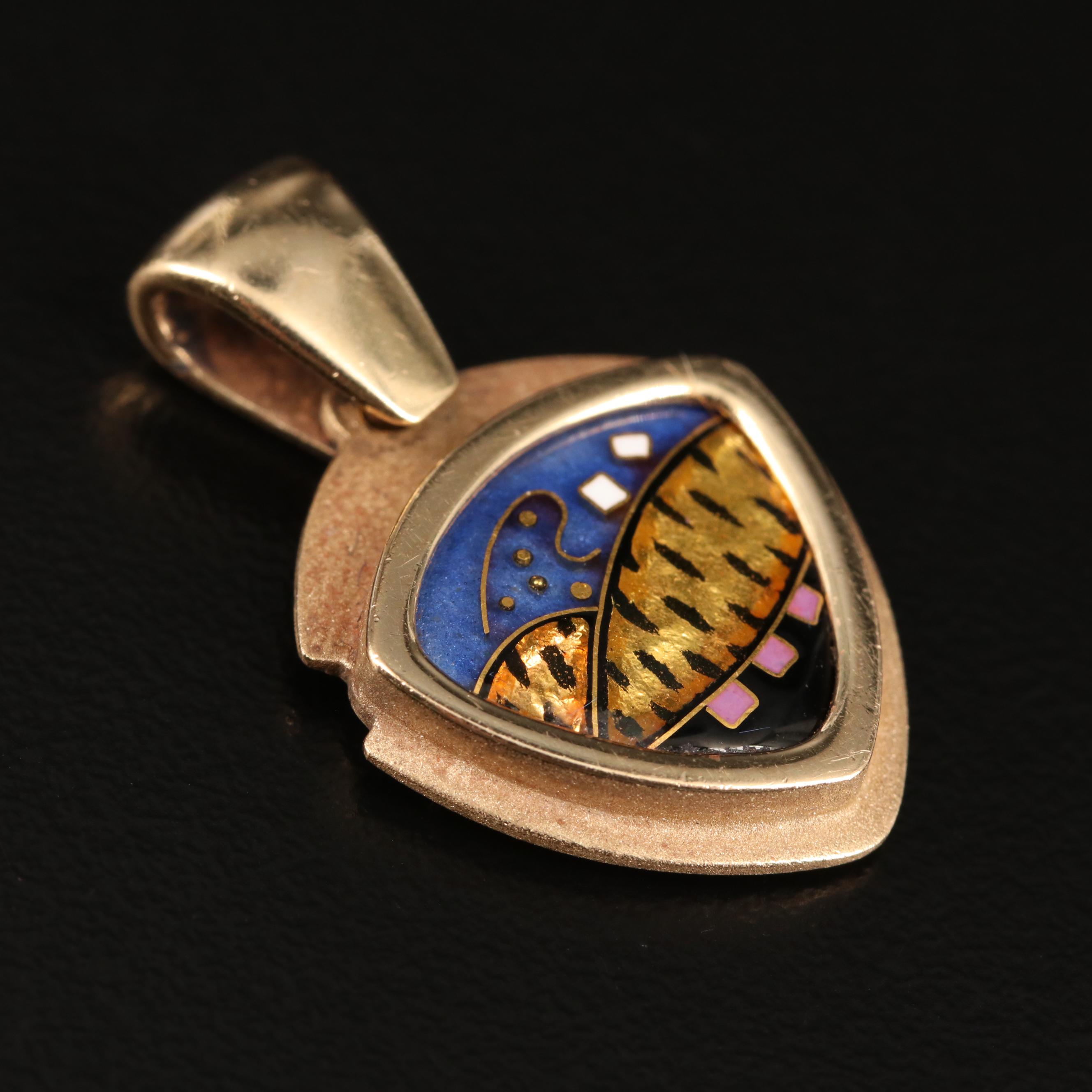 Frances Kite 14K Cloisonné Pendant
