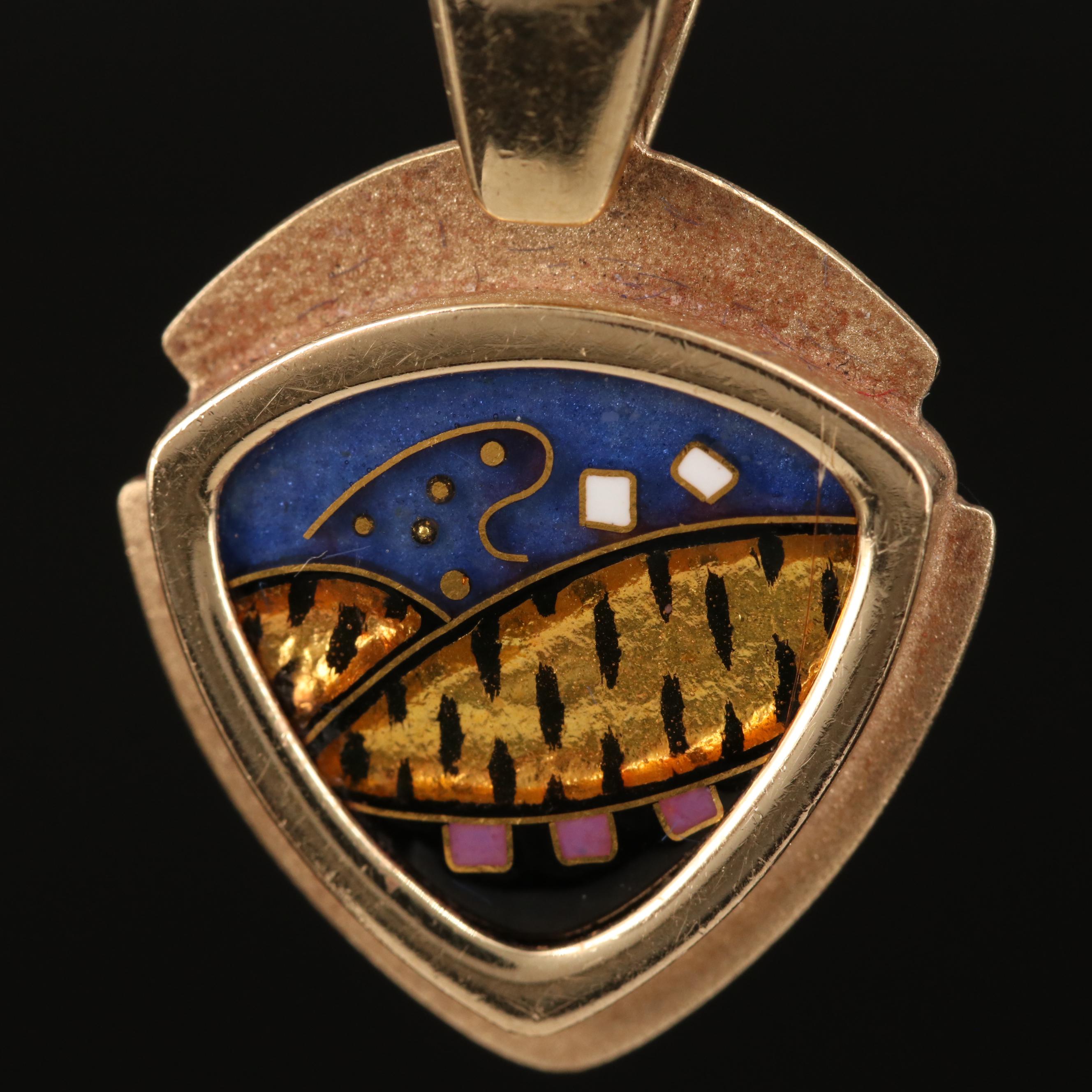Frances Kite 14K Cloisonné Pendant
