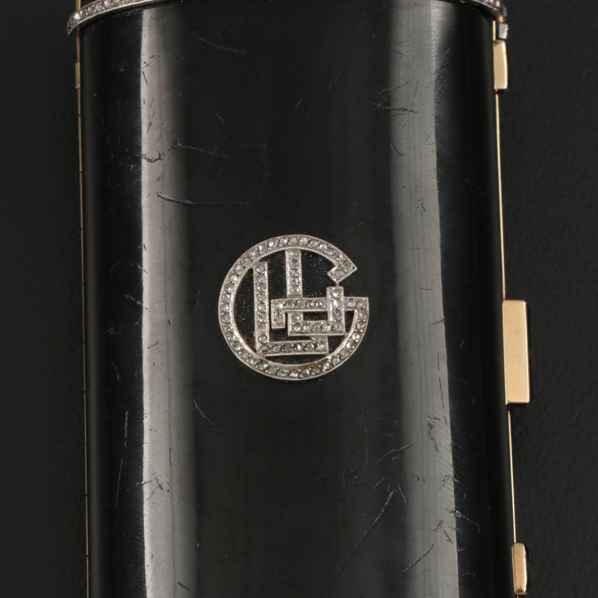 Strauss, Allard & Meyer Art Deco Enameled 18K Gold and Diamond Dance Bag, 1925