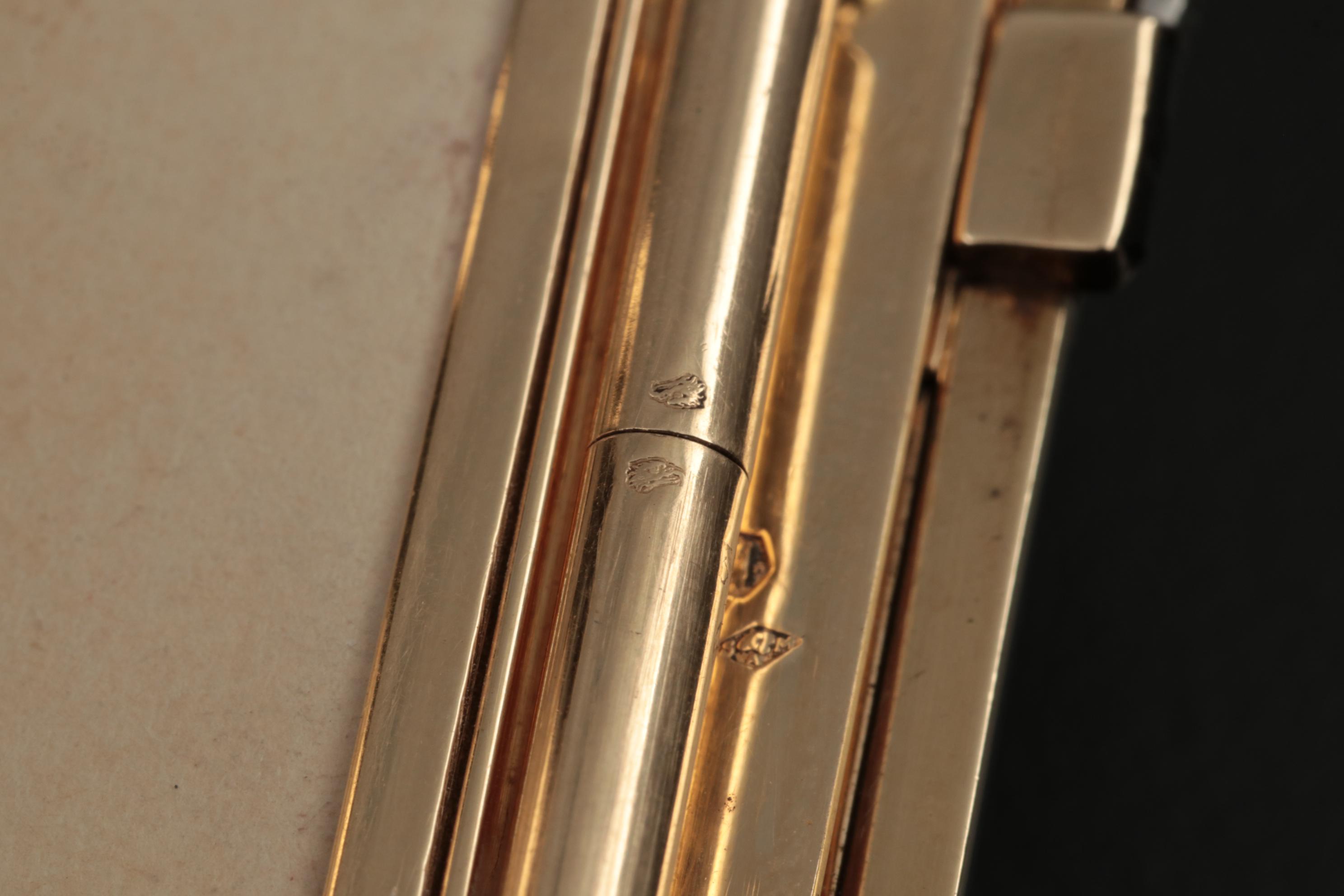 Strauss, Allard & Meyer Art Deco Enameled 18K Gold and Diamond Dance Bag, 1925