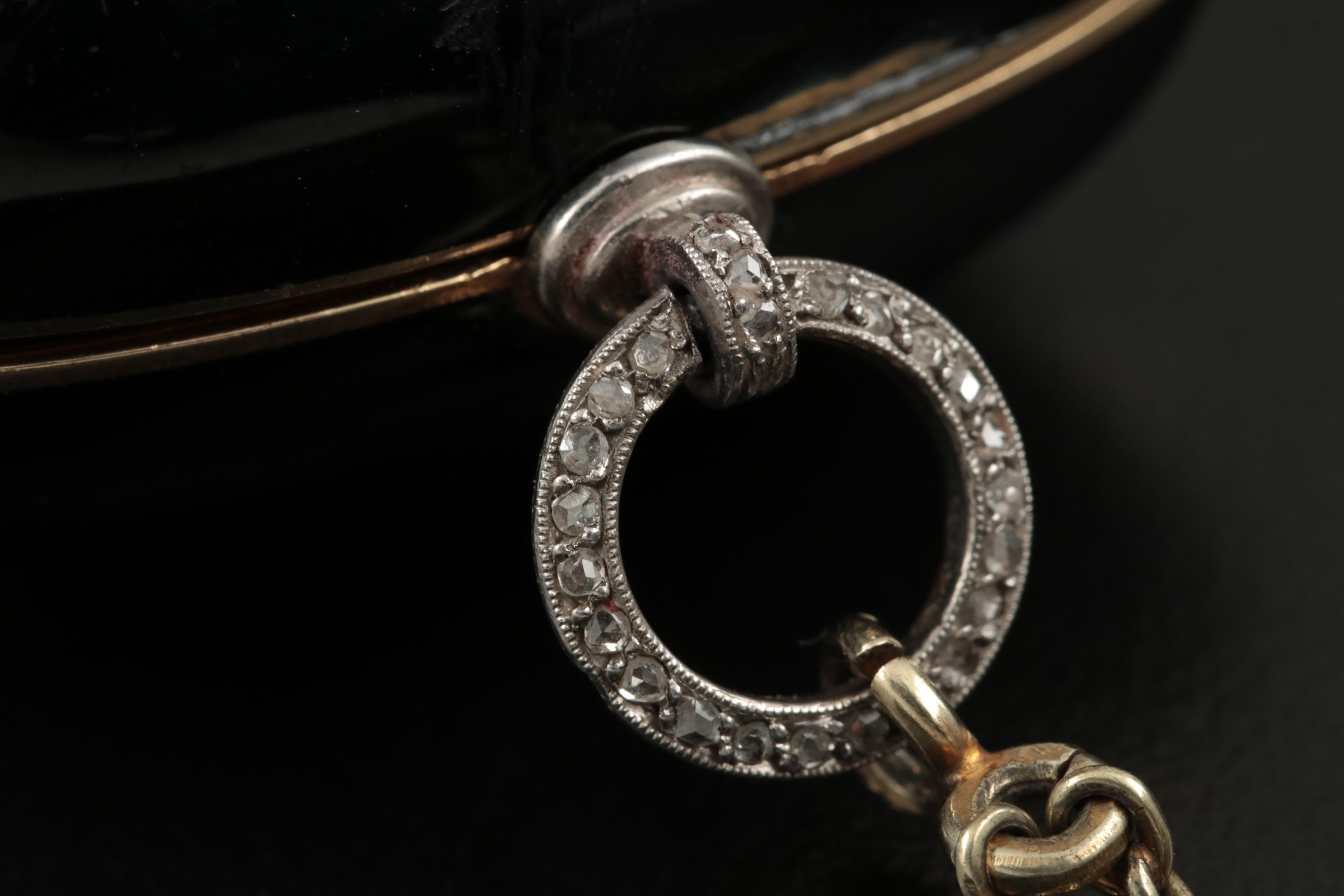 Strauss, Allard & Meyer Art Deco Enameled 18K Gold and Diamond Dance Bag, 1925