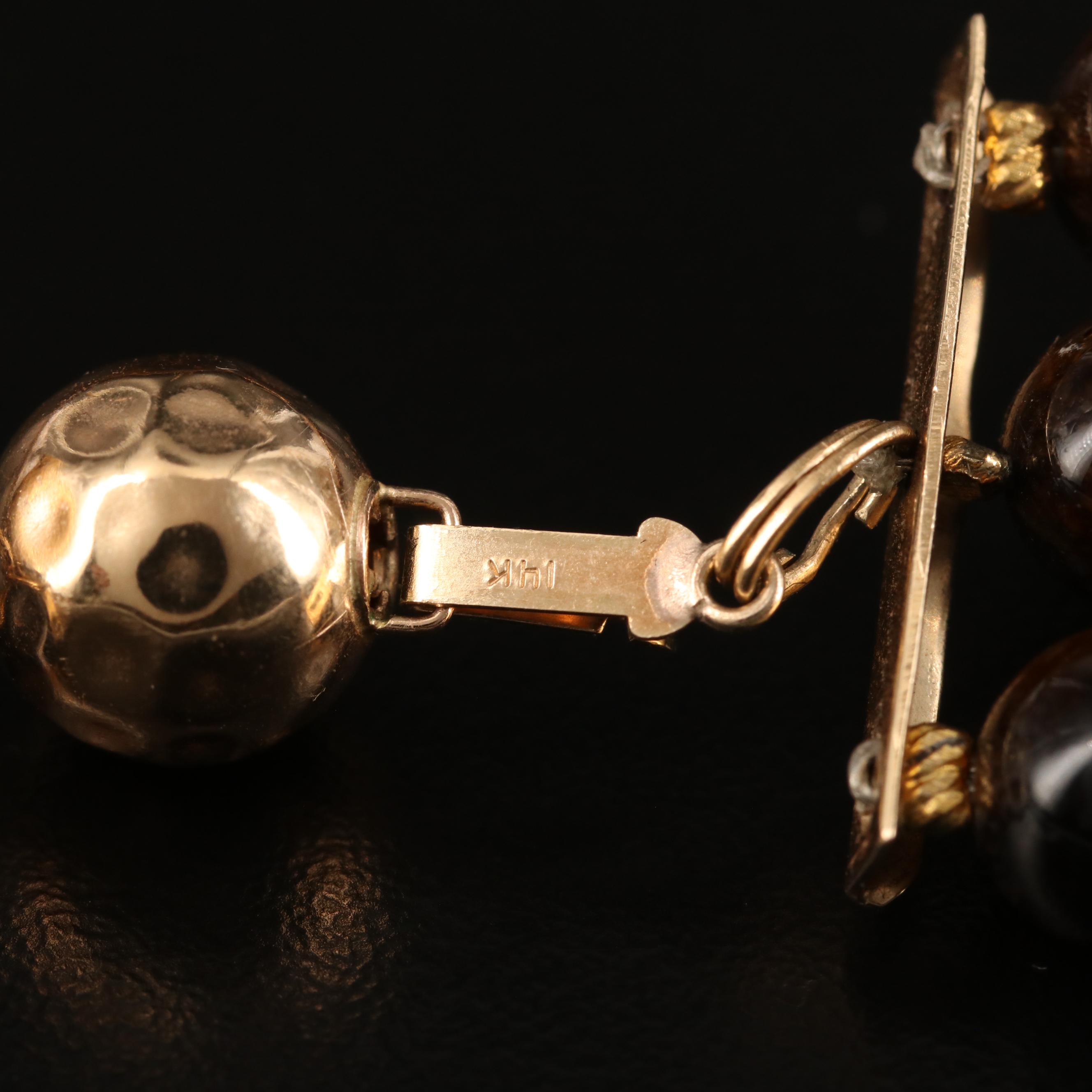 14K Triple-Strand Tiger's Eye Medallion Necklace Attributed to Ronjon Bloch