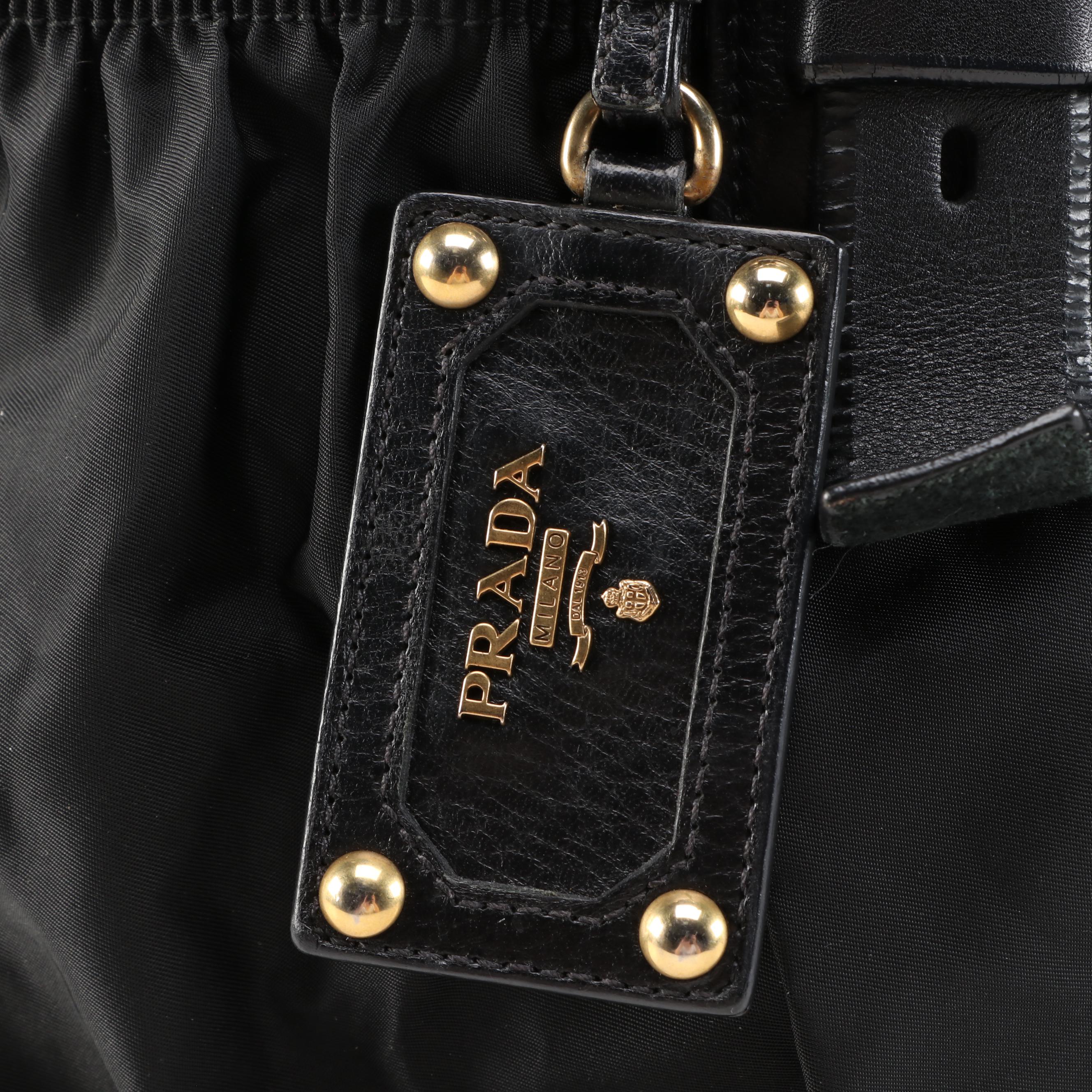 Prada Gathered Black Tessuto Nylon Handbag