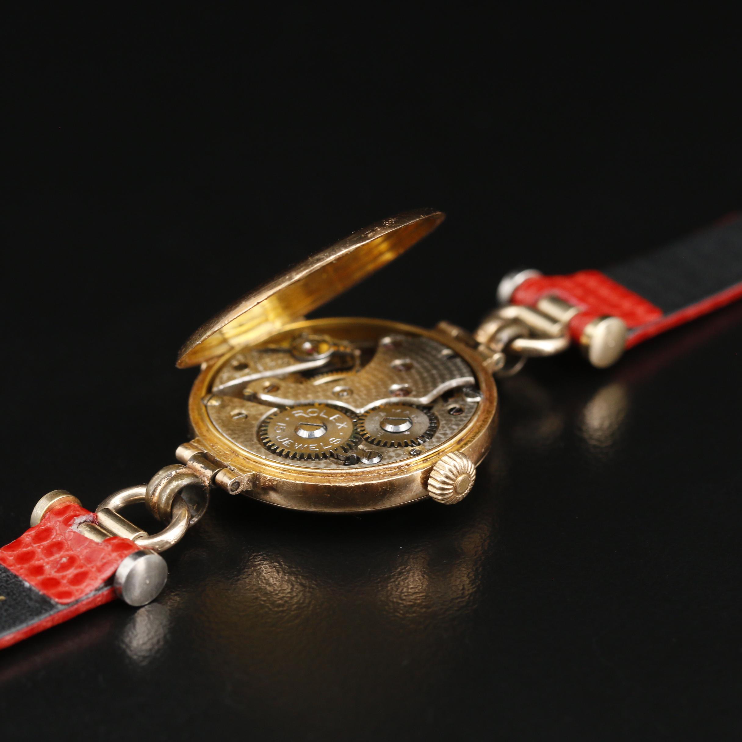 Rolex 15K Gold Stem Wind Watch, Circa 1915