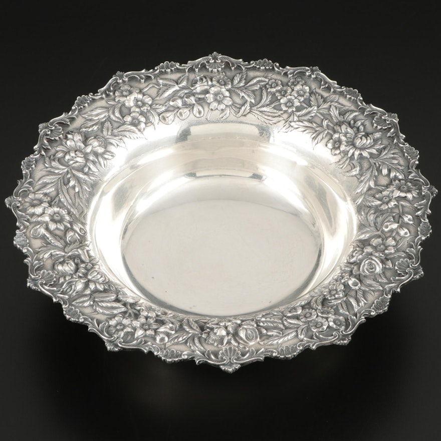 S. Kirk & Son Hand Decorated Repoussé Sterling Silver Bowl, 1932–1961