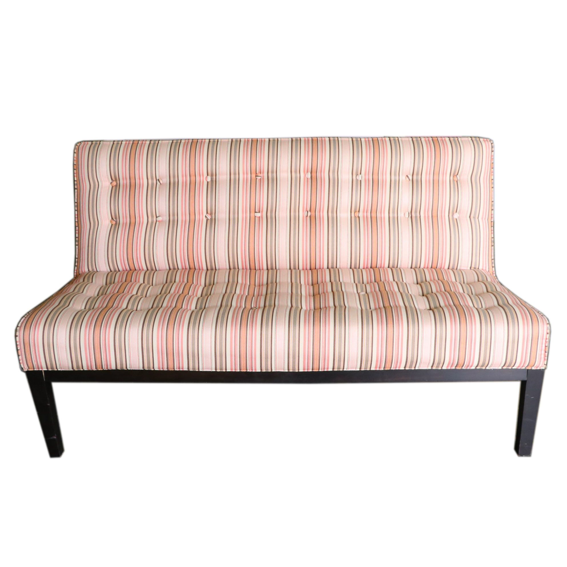 Contemporary Striped Tufted Upholstered Loveseat