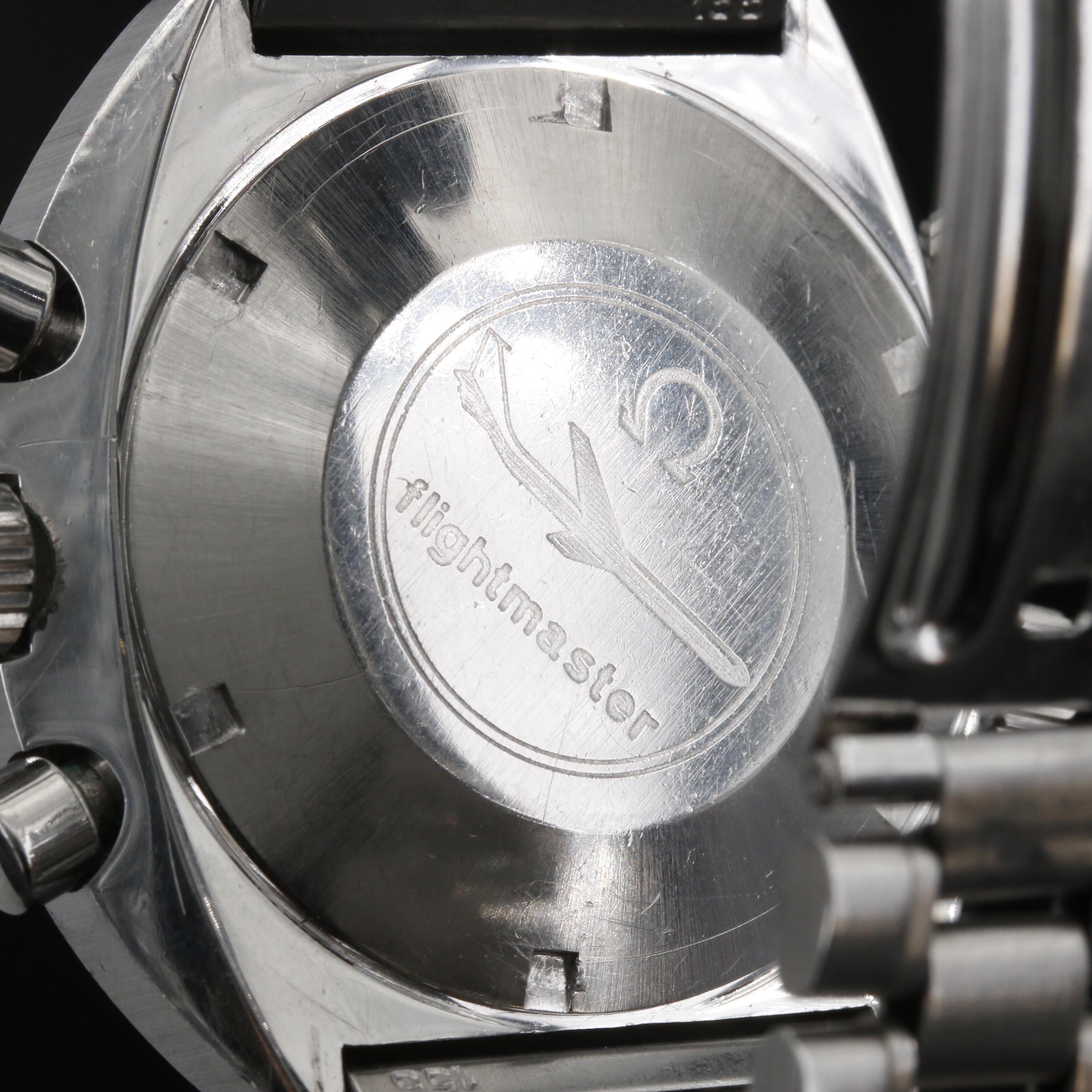 1969 Omega Flightmaster Chronograph Stainless Steel Stem Wind Watch