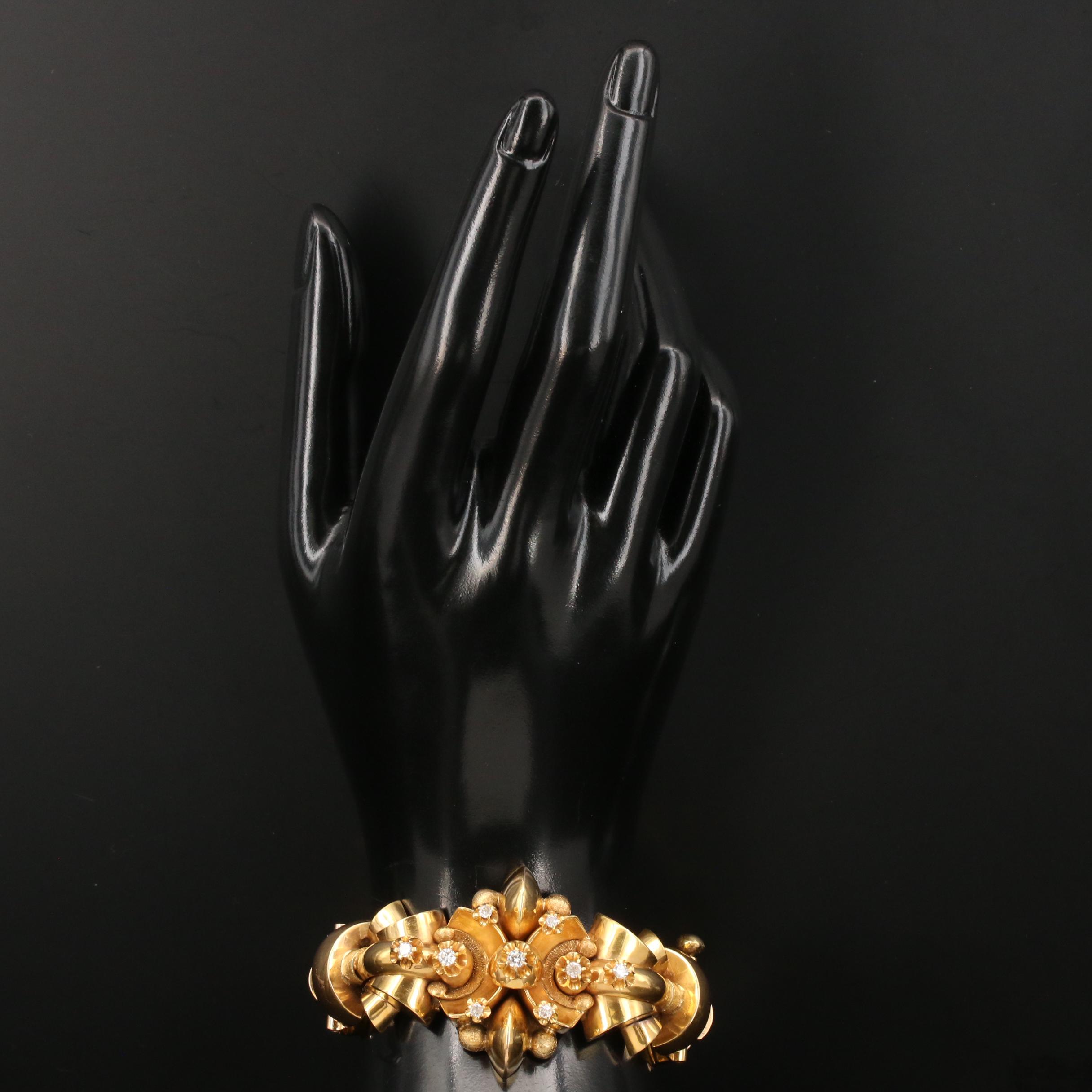 Circa 1960 18K Diamond Hinged Bangle