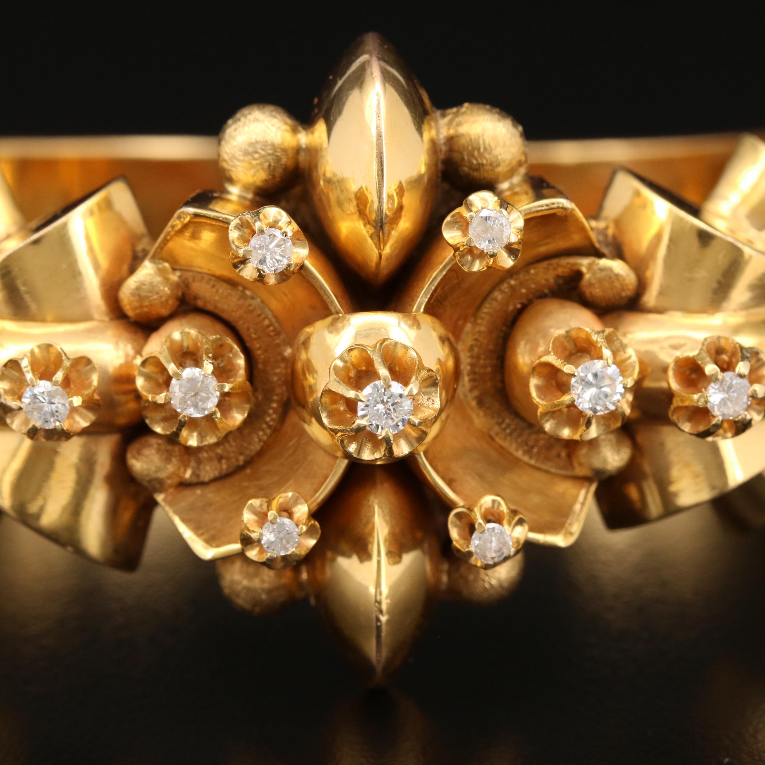 Circa 1960 18K Diamond Hinged Bangle