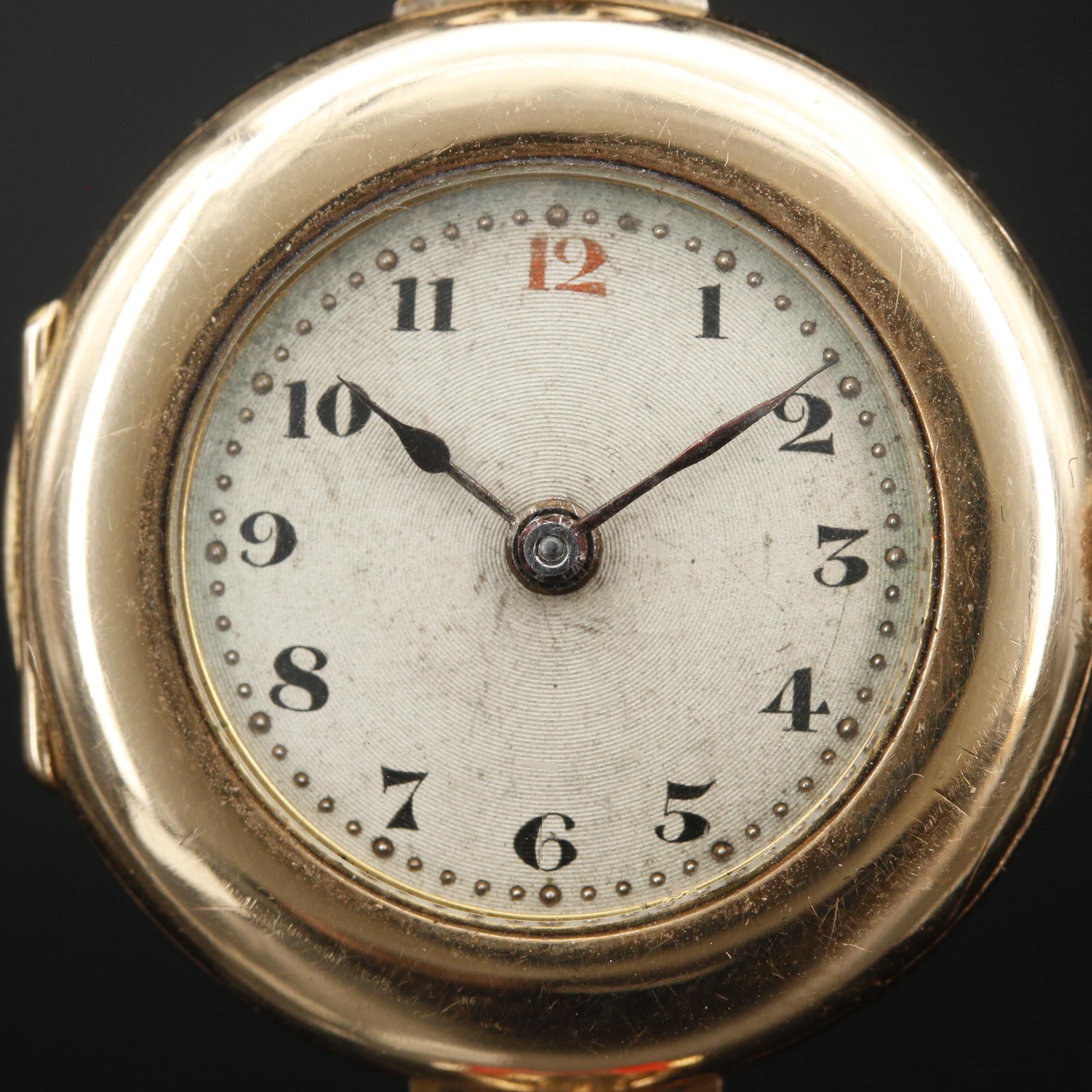 Rolex 15K Gold Stem Wind Watch, Circa 1915