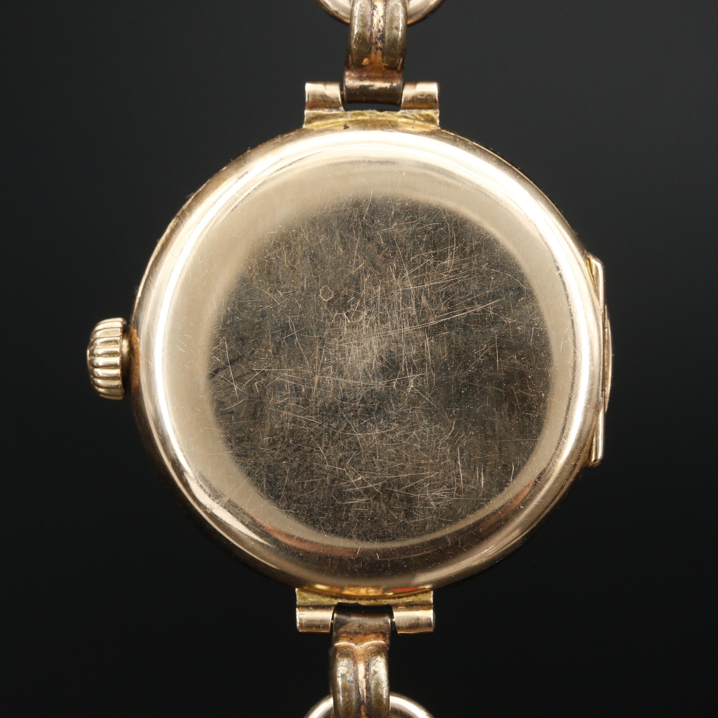 Rolex 15K Gold Stem Wind Watch, Circa 1915