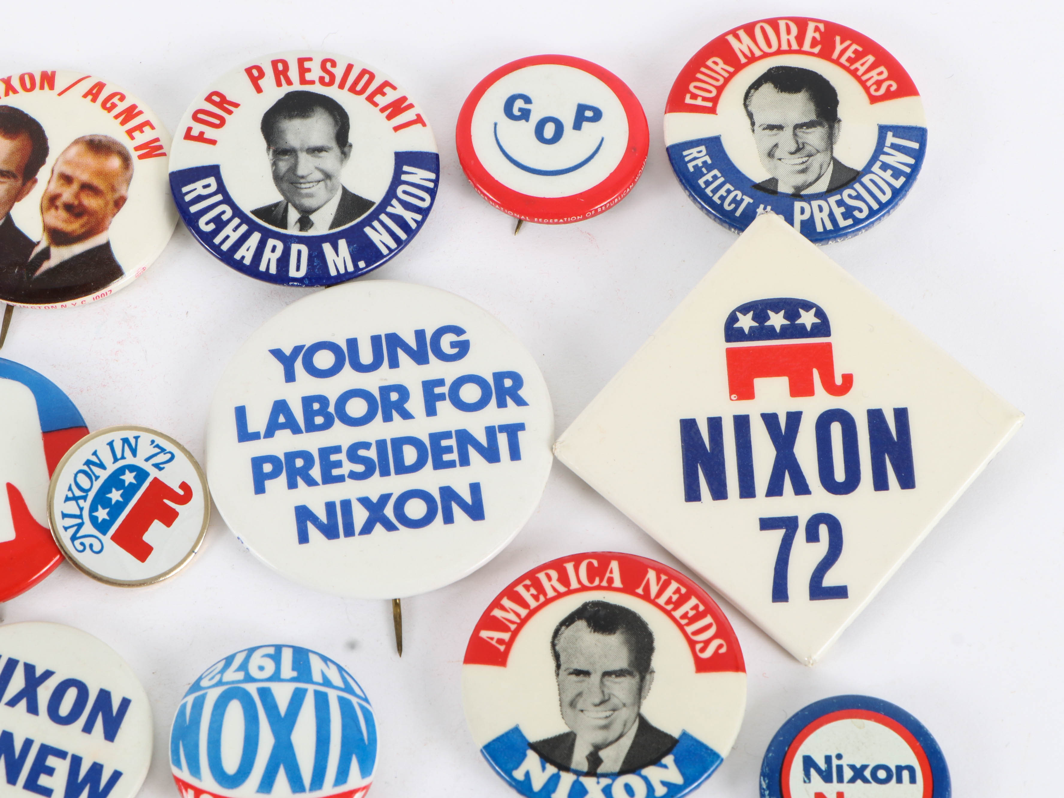 Richard Nixon & Spiro Agnew Campaign Pinbacks and Lapel Pins, 1968-1972
