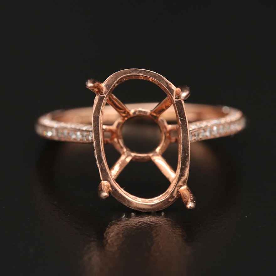 10K Rose Gold Diamond Semi-Mount Ring