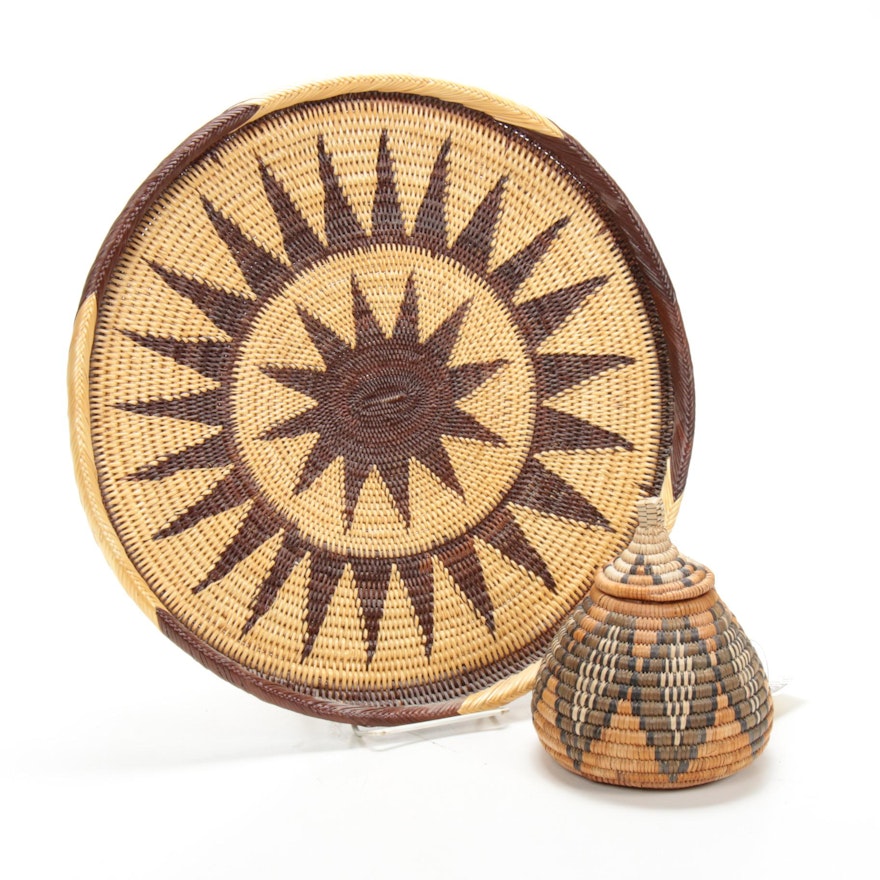 Zulu Handwoven Tray and Basket