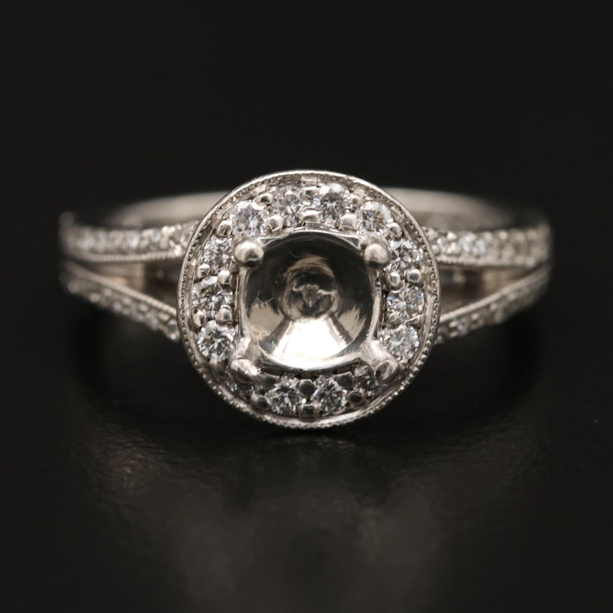 Scott Kay Palladium Diamond Semi-Mount Ring